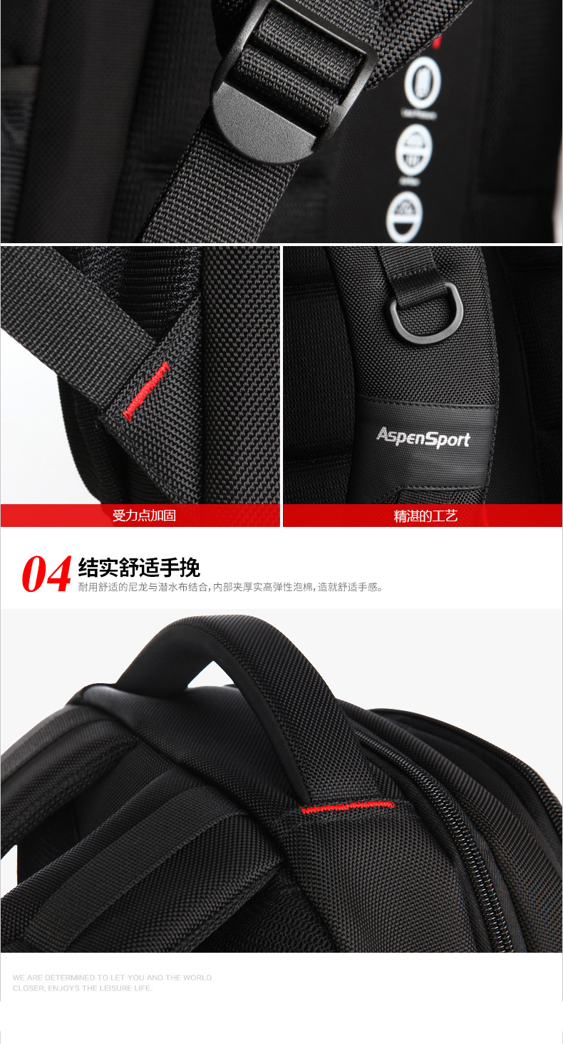 Aspensport กระเป๋าเป้ สะพายหลัง ชาย หญิง Laptop 15-16 นิ้ว รุ่น AS-B22 สีเทา แดง