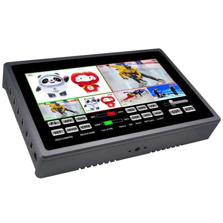 DeviceWell HDS8307: เครื่องสลับสัญญาณวิดีโอ 4 ช่อง แบบ All-in-One พร้อมจอสัมผัส 7 นิ้ว, Live Streaming, บันทึก และ PiP สำหรับงานสตูดิโอและ Live สด