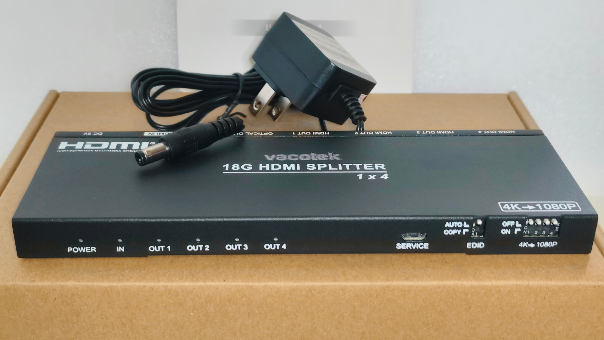 VACOTEK H-SP14SA 1x4 HDMI Splitter 18Gbps Scaler Audio Extract