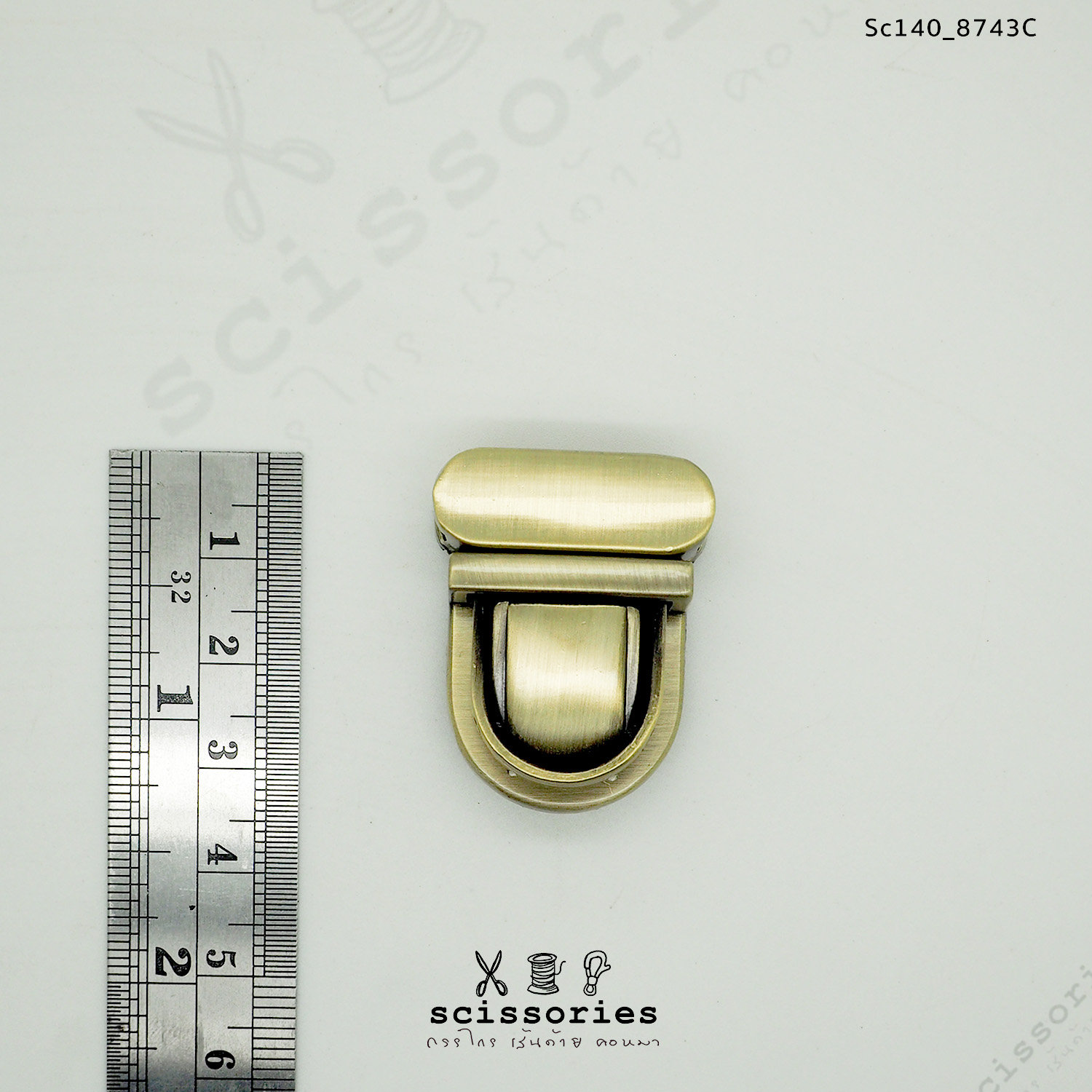 ตัวล็อคกระเป๋า 1ตัว สีเหลืองขัด brush gold