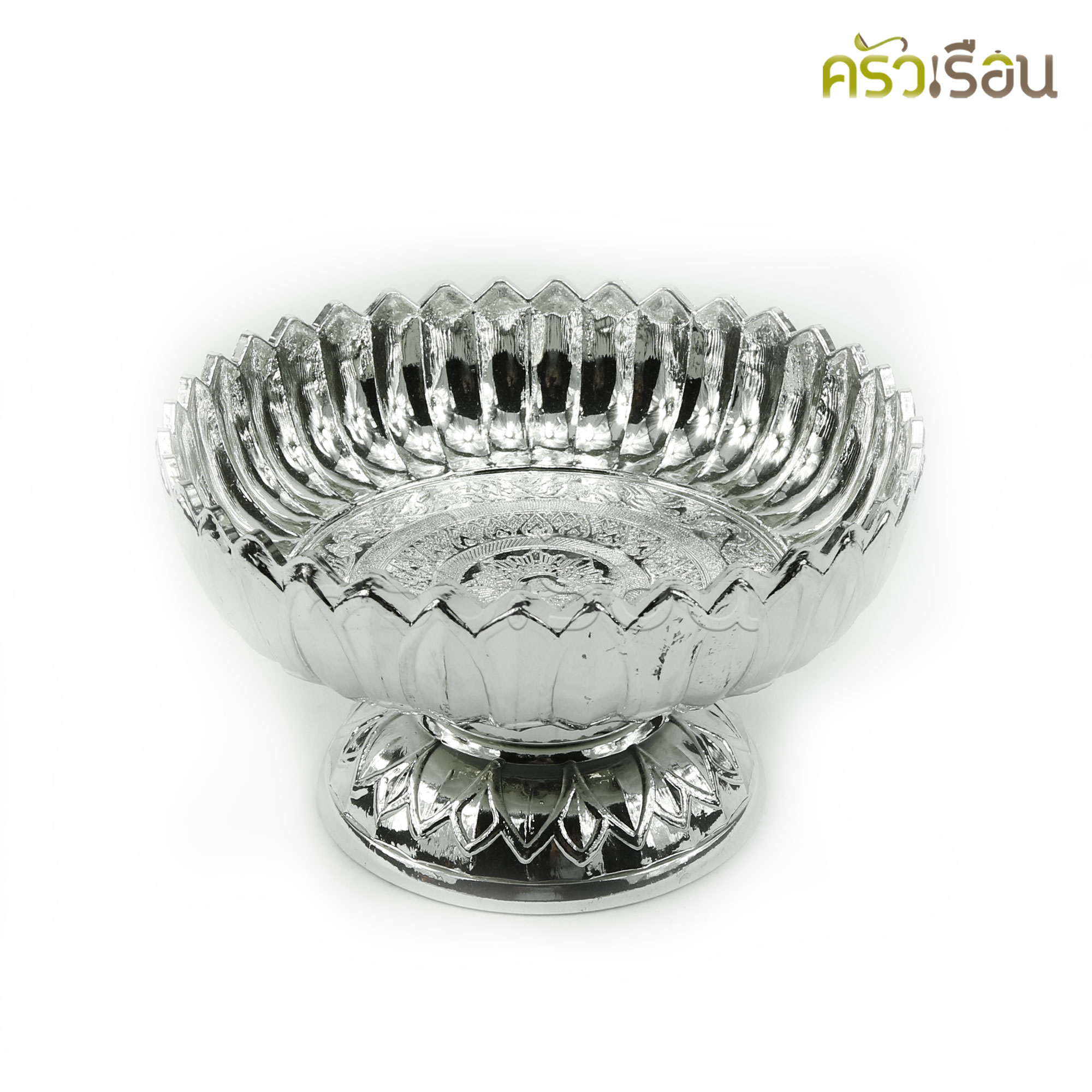 ลายไทย พานบัวหลวง พลาสติก สีเงิน