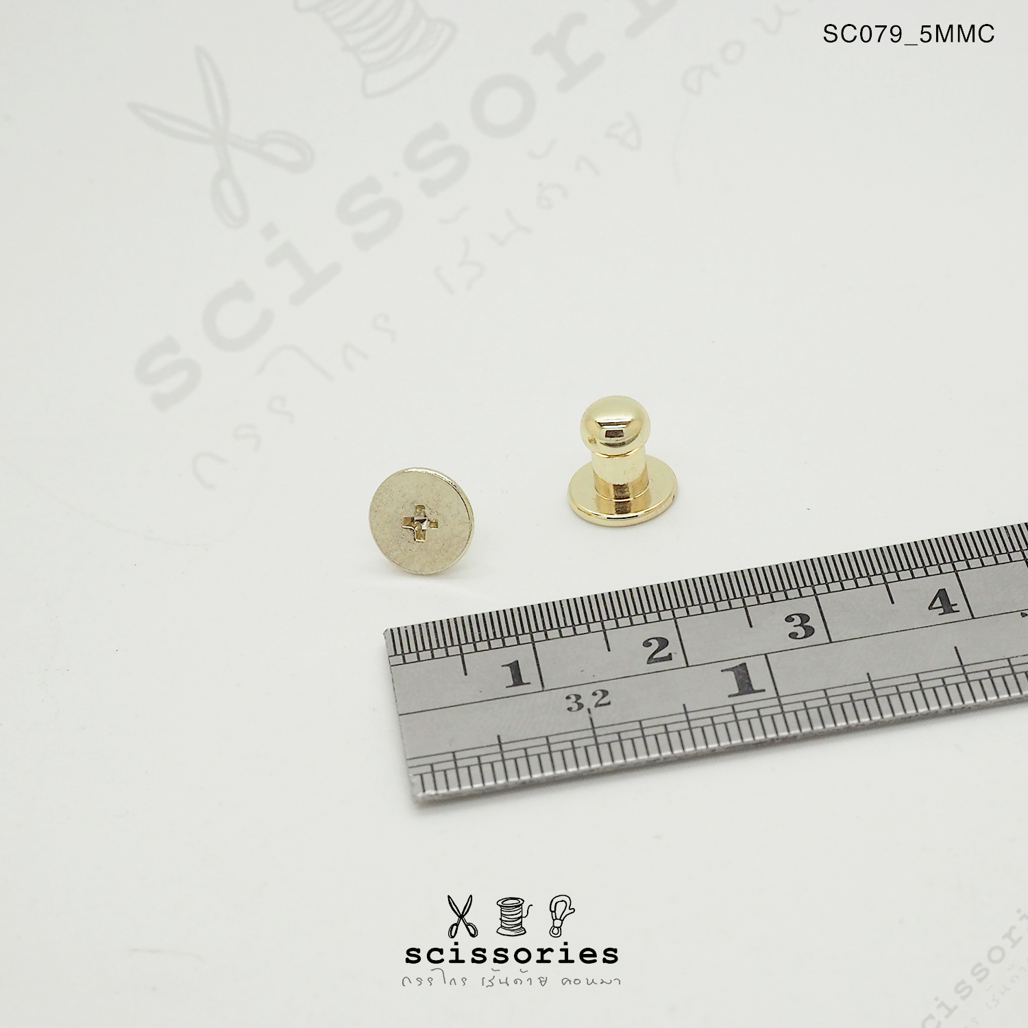 ตุ่มเก๊ะน็อตเกลียว 5mm สีทอง/2ตัว