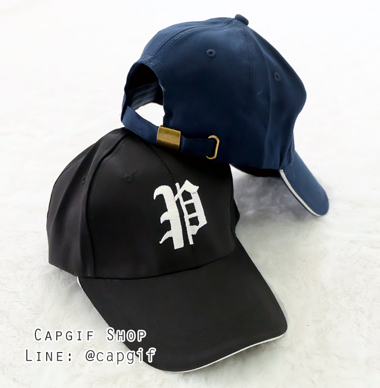 หมวกแก๊ปสีดำบัคเคิ้ลปักทองชื่อ