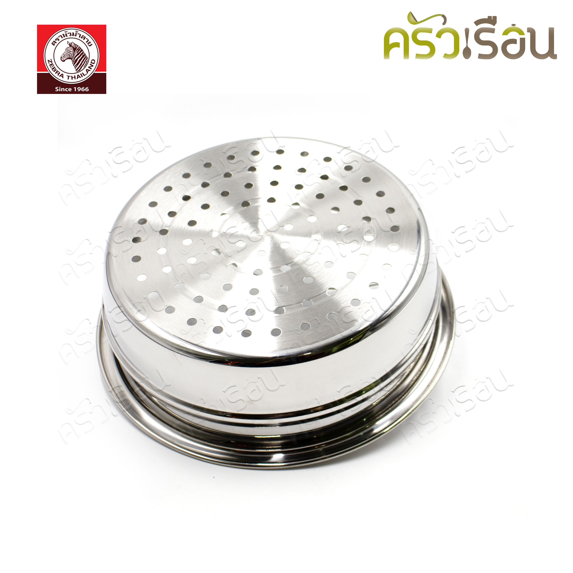 ZEBRA ชุดเครื่องครัว 6 ชิ้น ตราหัวม้าลาย 185443 หม้อหุงต้ม + ชั้นนึ่ง 22 ซม., หม้อด้าม 16 ซม. + ทัพพี 1 อัน