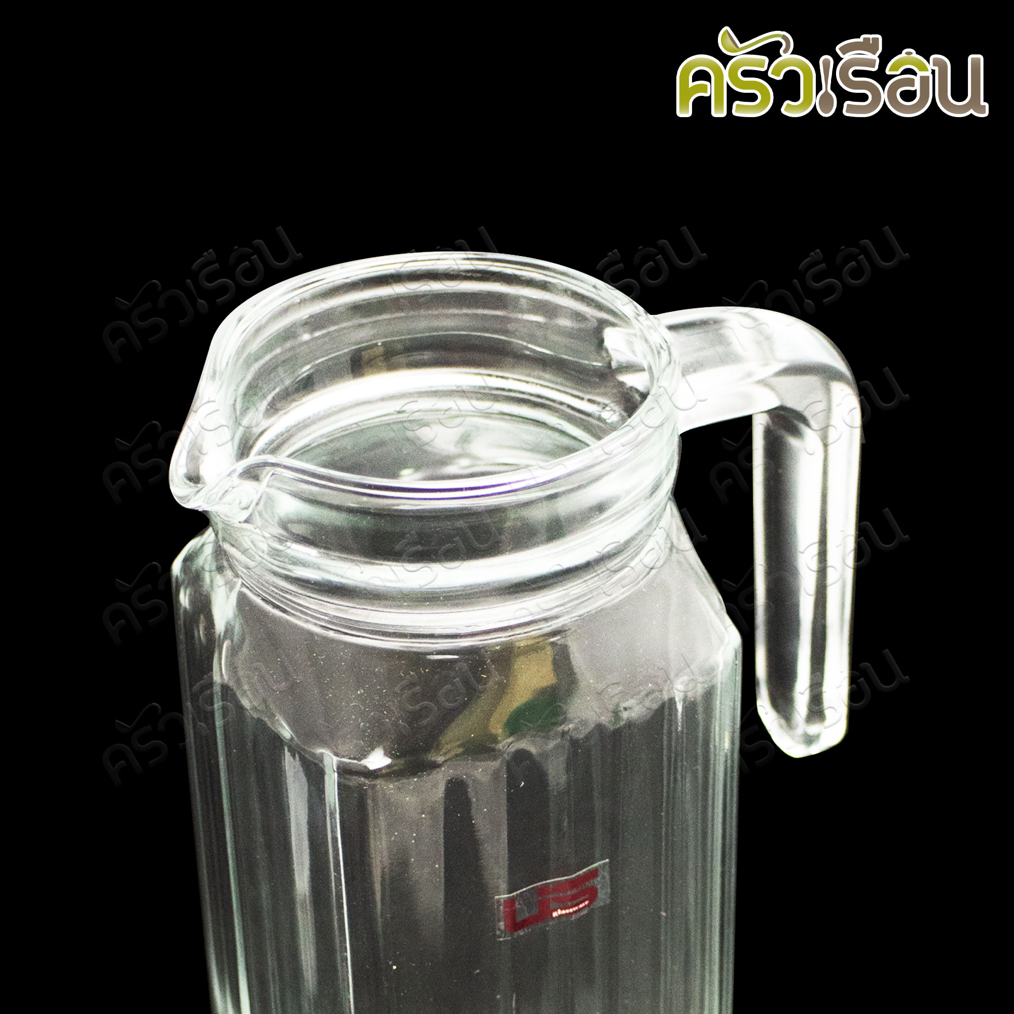 US เหยือกน้ำ แก้วใส ลายริ้ว พร้อมฝาพลาสติก 1200 มล. 8.7 x 13 x 24.5 ซม. SQP-200PC [ 1.2 ลิตร ]