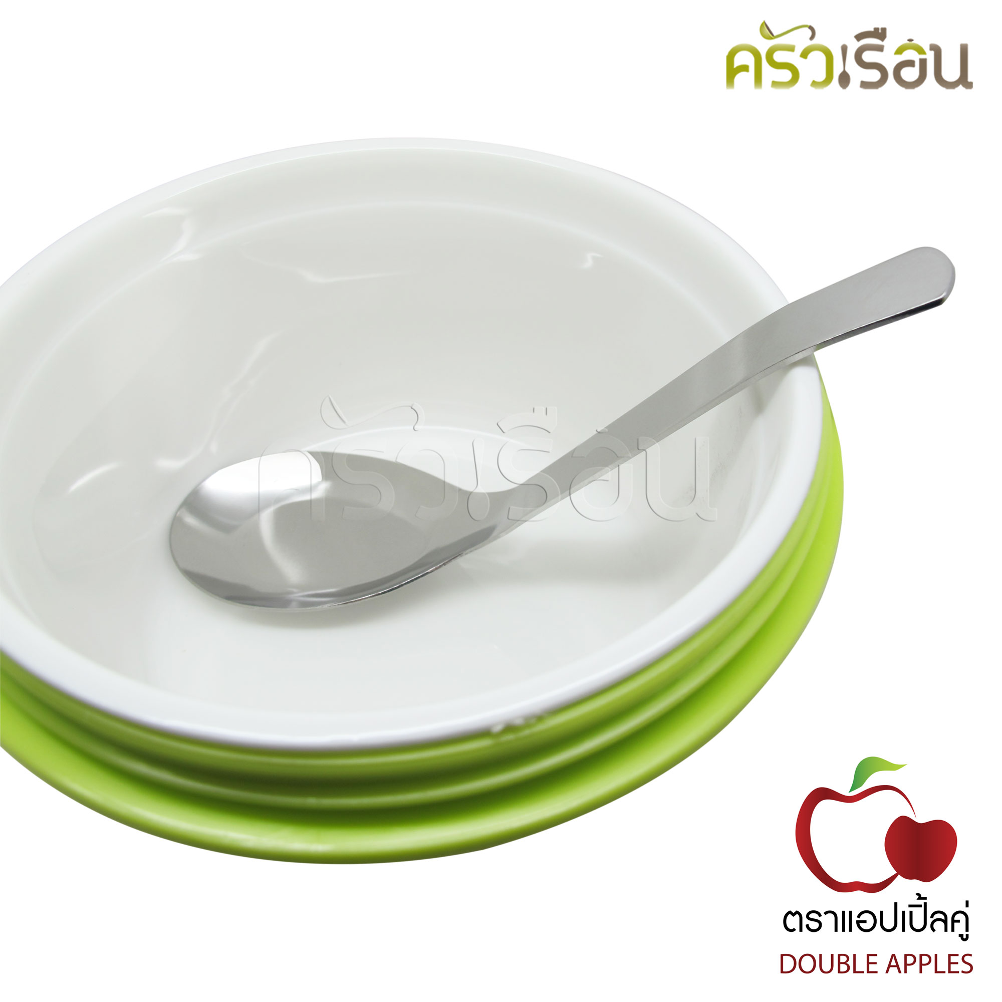 Double Apples ช้อนกลาง สเตนเลส 16.5 x 4.5 ซม. แพ็ค 2 ชิ้น ตราแอปเปิ้ลคู่