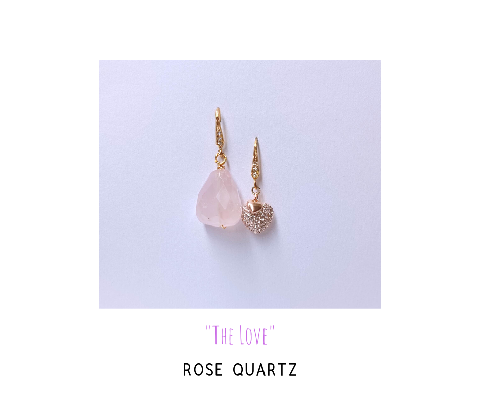 ต่างหูหินแท้ "The Love" Rose Quartz Earrings(พลังความรักไม่มีเงื่อนไข)