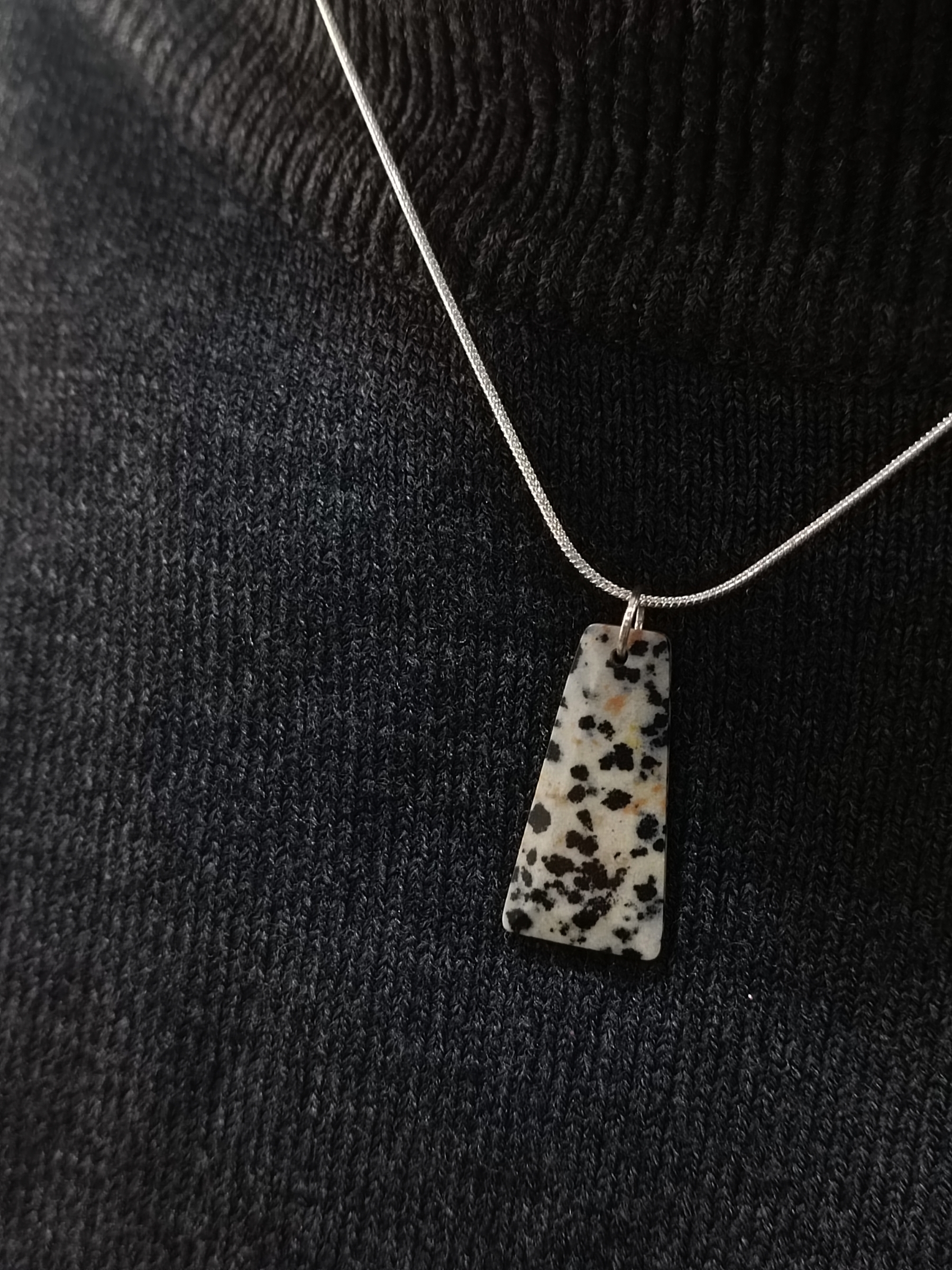 สร้อยเงินแท้ 92.5 พร้อมจี้ Dalmatian Jasper Silver Necklace (Self-Love Self Healing)
