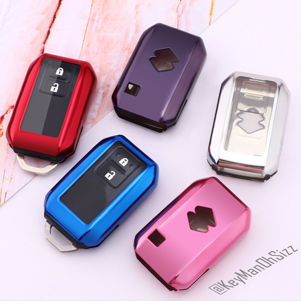เคสกุญแจรีโมทรถยนต์สมาร์ทคีย์ All New Suzuki Swift แบบฝาปุ่มใส (TPU Key Cover with with PC Transparent Push button Guard) All New Suzuki Swift 2018 Key Case Smart Key