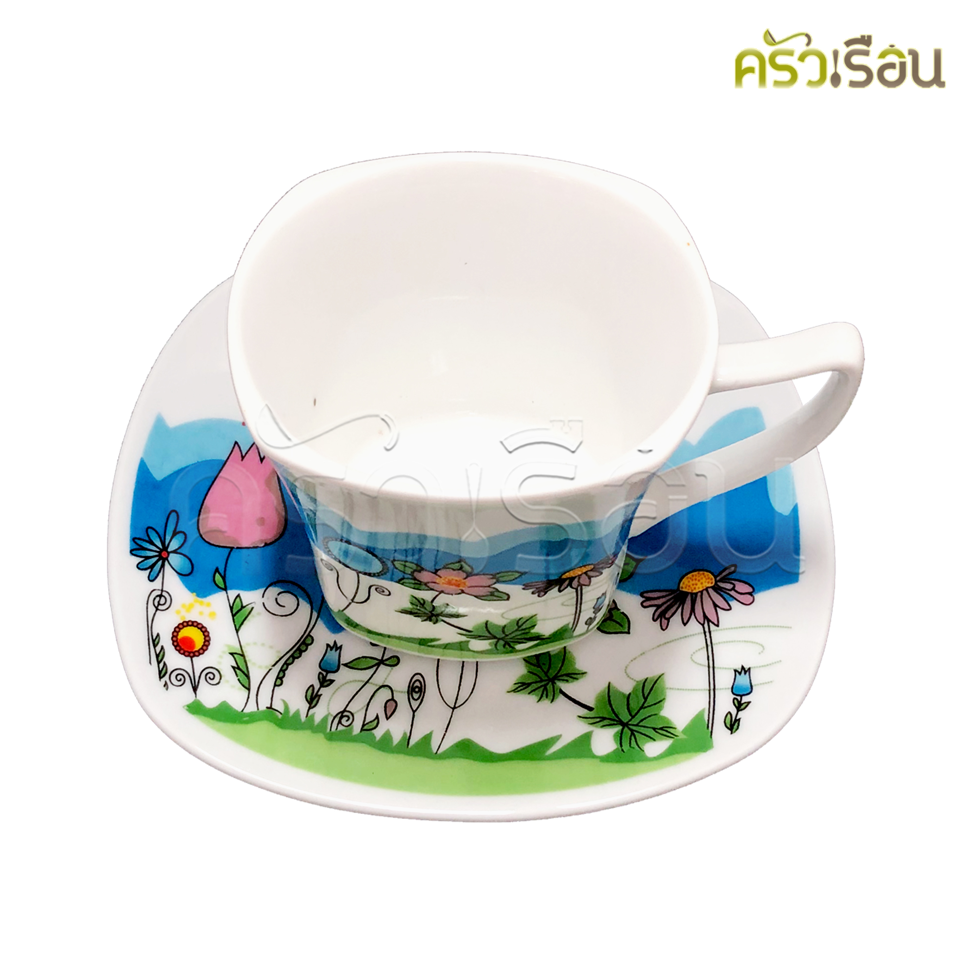 US Coffee Cup + Coaster, Hero model, 4 pieces, 2 cups. cups and saucers