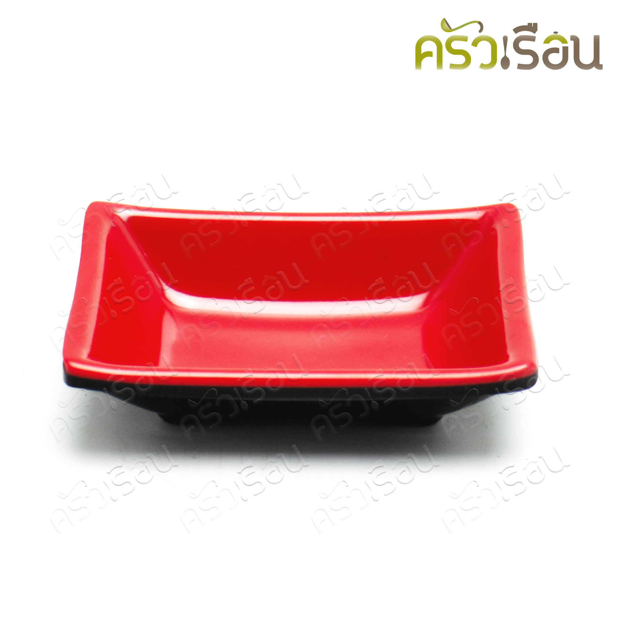 SB ถ้วยน้ำจิ้ม สีเหลี่ยม ทรงญี่ปุ่น เมลามีน สีดำ-แดง 2.5 x 3.5 นิ้ว SB D836-3.5