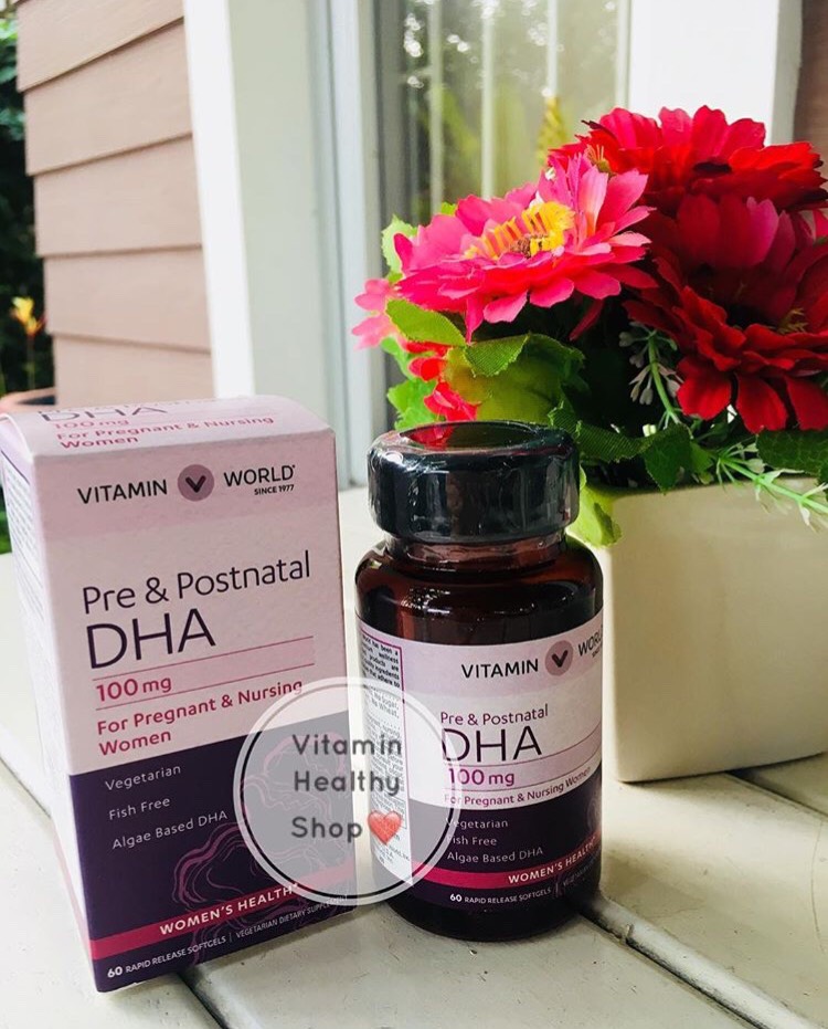 Vitamin world Pre&Postnatal DHA 100mg. For pregnant &nursing women 60 softgels
