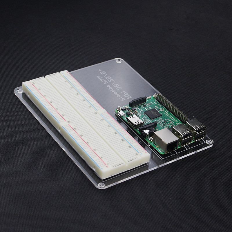 DIY Raspberry Pi Acrylic Experiment Plate + MB-102 830 Point Breadboard compatible Raspberry Pi 2