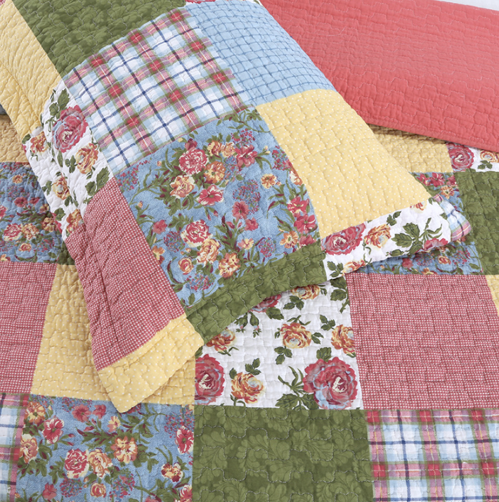 ชุดเครื่องนอนวินเทจ 3 ชิ้น งานควิลท์ สีสดใสน่ารัก