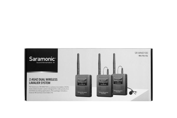 Saramonic SR-WM2100 ไมโครโฟนไร้สาย คลื่น 2.4 GHz (1ตัวรับ2ตัวส่ง)