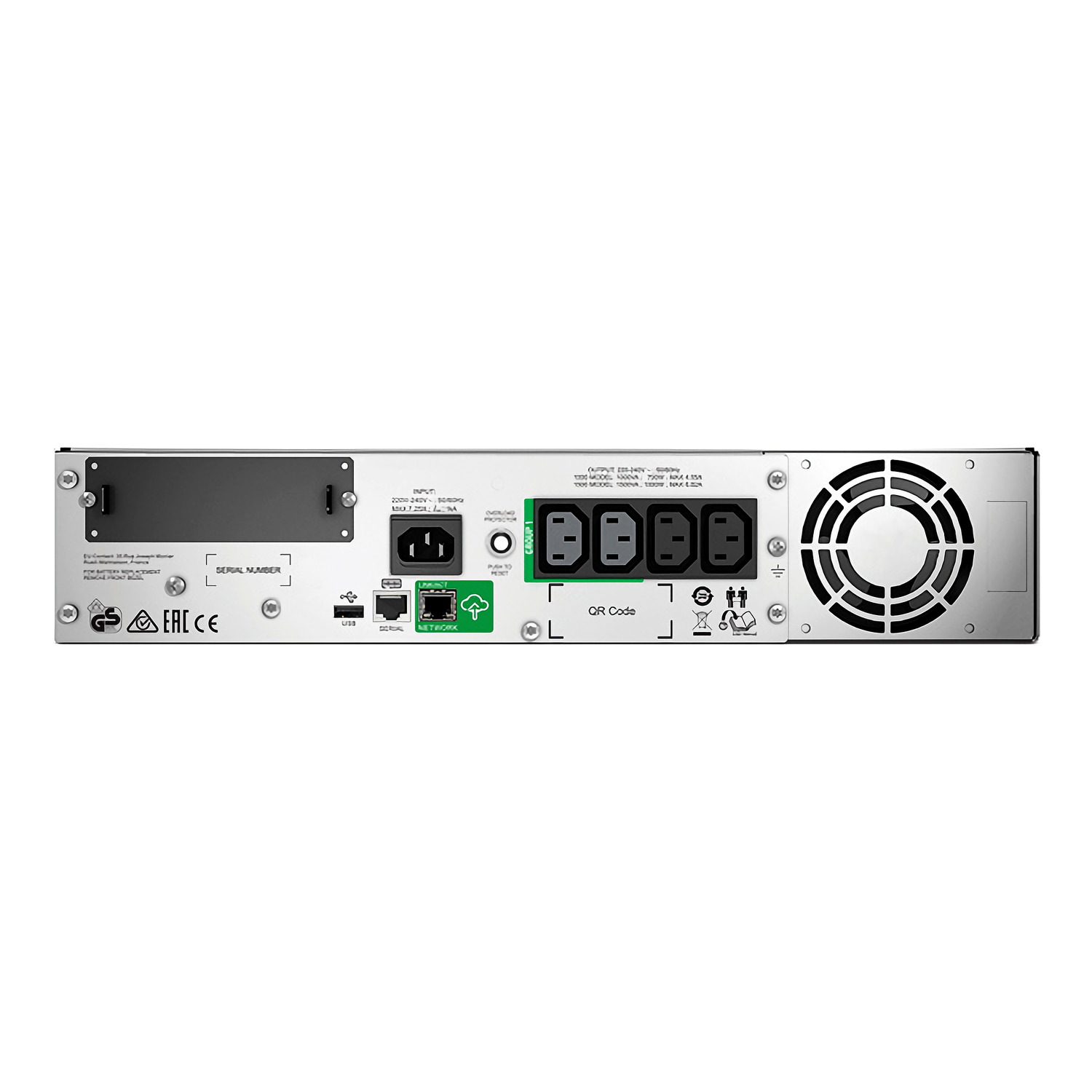 APC Smart-UPS, Line Interactive, 1000VA, Rackmount 2U, 230V, 4x IEC C13 outlets, SmartConnect Port+SmartSlot, AVR, LCD SMT1000RMI2UC