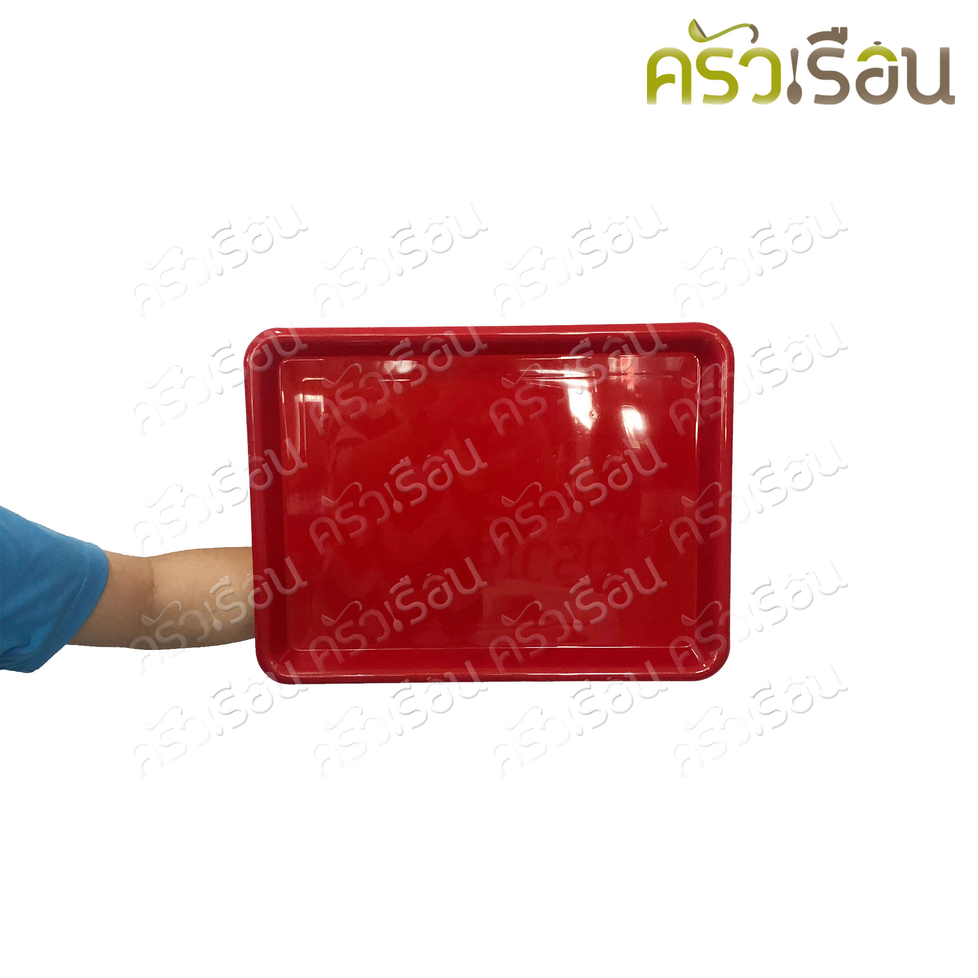Nam Ngai Hong ถาดเหลี่ยม พลาาสติก ไม่พิมพ์ลาย แดง ใหญ่ 31 x 41 x 3 ซม. 440 ตรากระเช้า