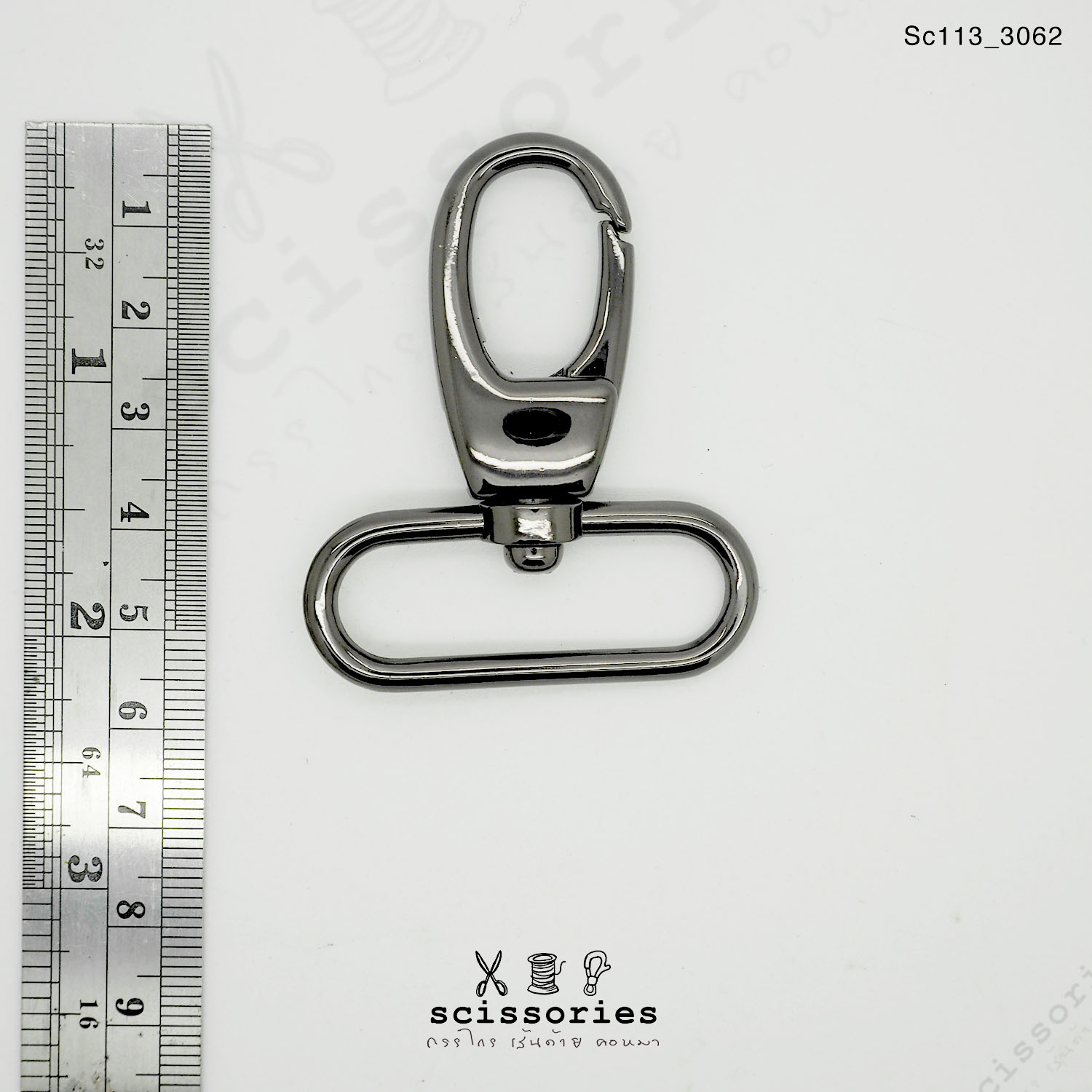 คอหมาเกี่ยว 1.5 นิ้ว สีดำ เมทาลิค Gun Metalic /2 ตัว