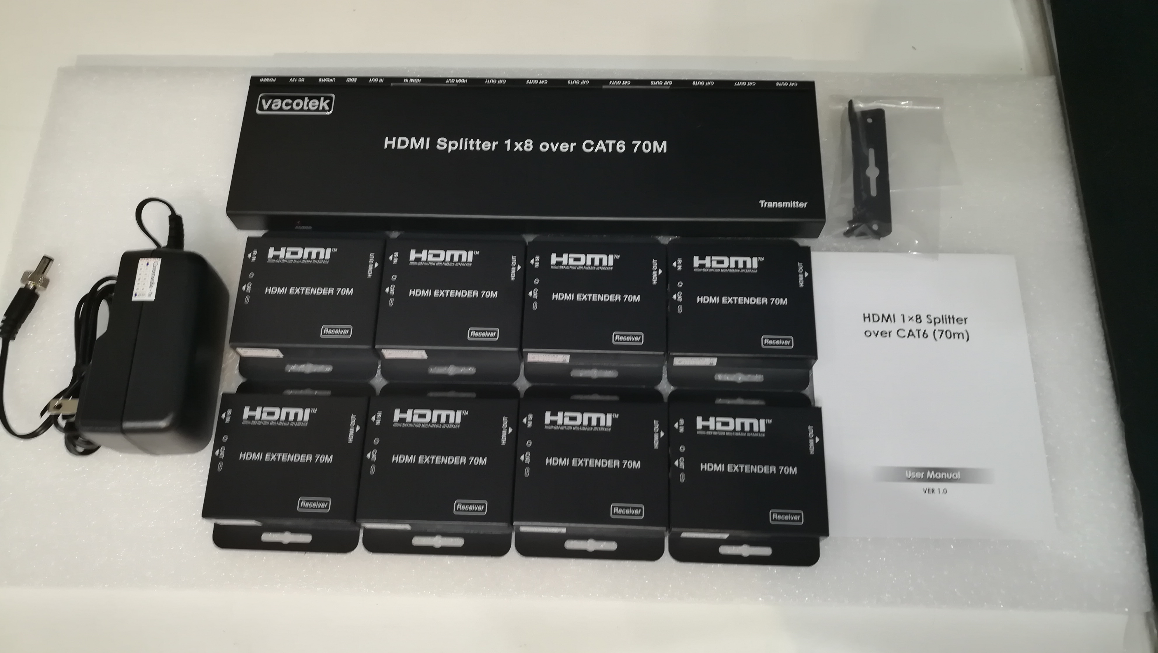 VACOTEK H-SPX1870C 1X8 UHD HDMI Splitter Extender with 8 Receiver 70m