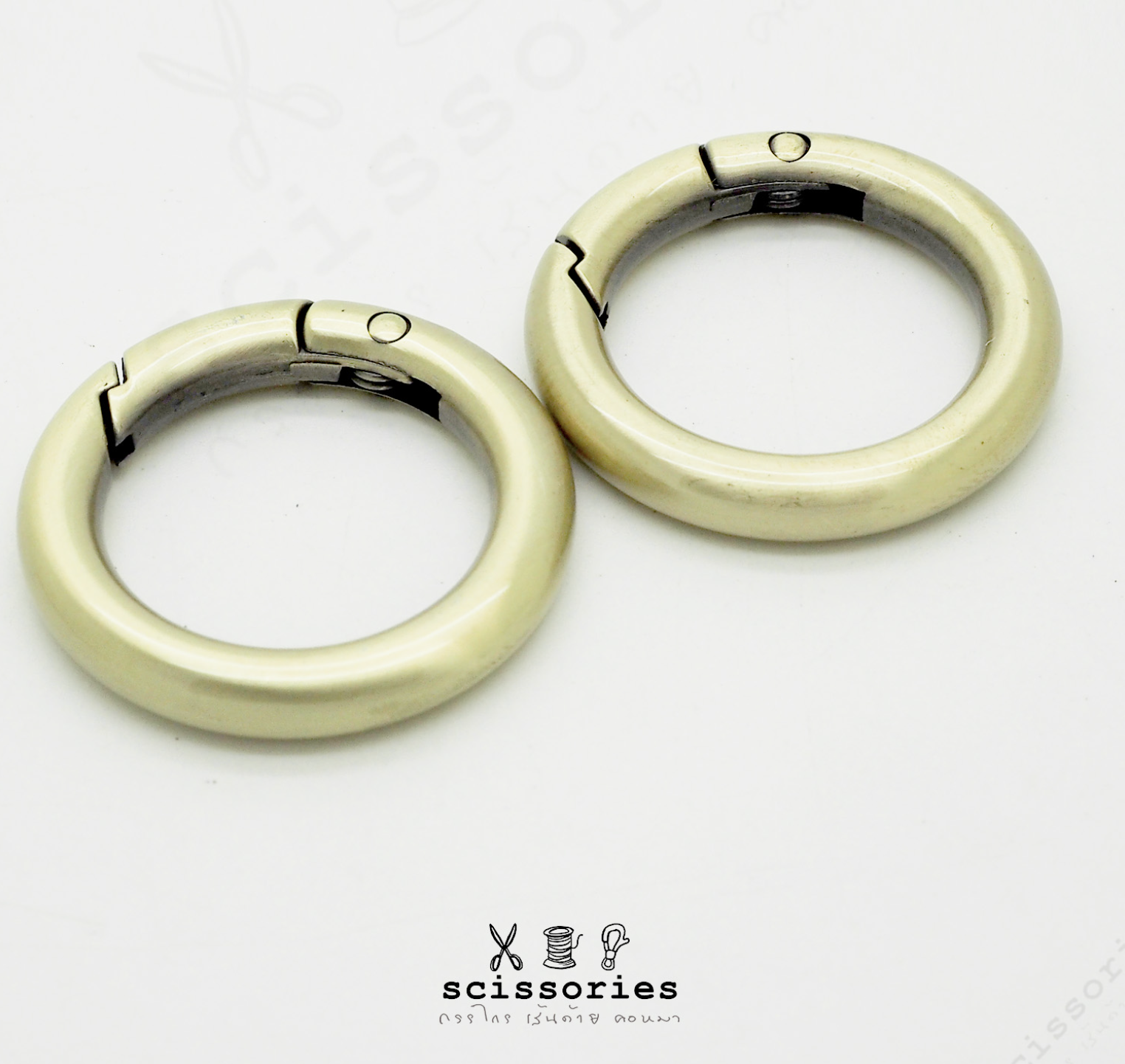 ห่วงกลม 1.2 นิ้ว ง้างได้ สีเหลืองปัด/2ตัว