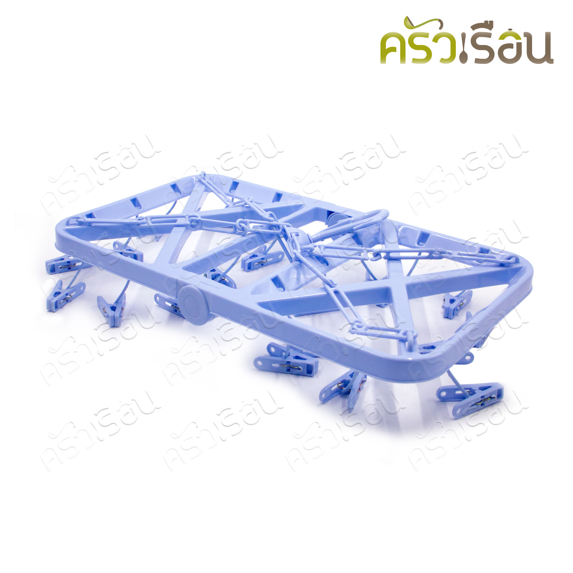 [ สินค้าสต็อก คละสี ] ห่วงตากผ้า พลาสติก เหลี่ยมเล็ก แแบพับได้ #206 กิ๊บ 20 ตัว 45 x 25.5 ซม.