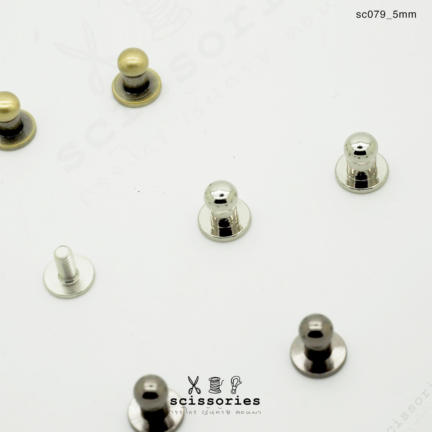 ตุ่มเก๊ะน็อตเกลียว 5mm สีเหลืองขัด/2ตัว