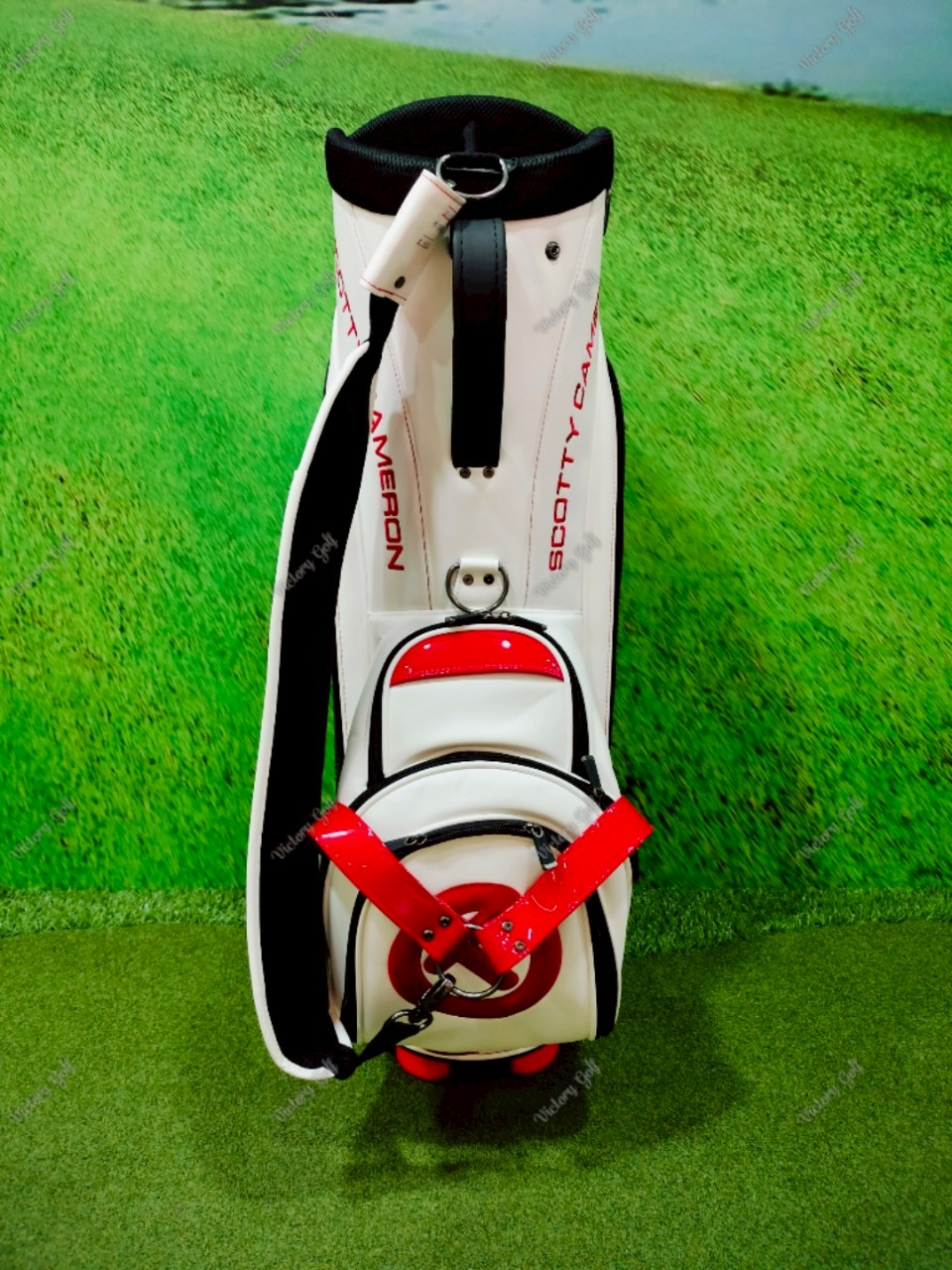 Golf Bag Scotty Cameron Tour ( PU Material ) 9.5” White-Red Color