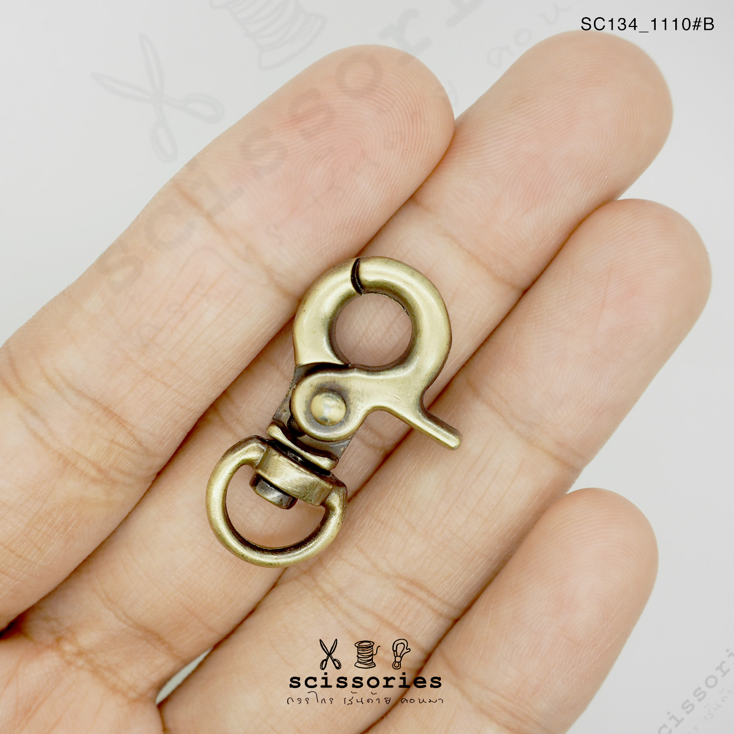 คอหมาเกี่ยว ห่วงกลม 0.9 cm สีเหลืองขัด/2ตัว