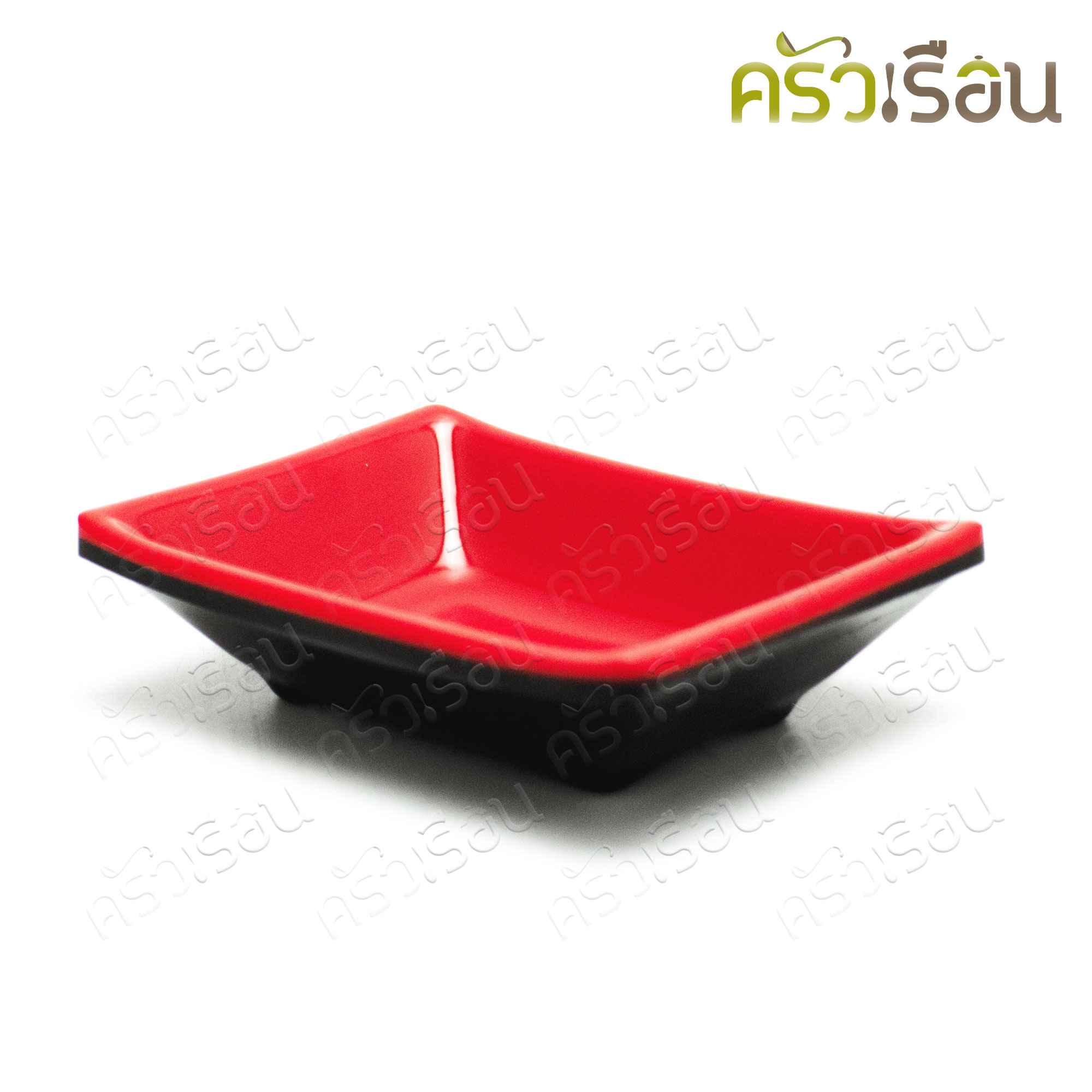 SB ถ้วยน้ำจิ้ม สีเหลี่ยม ทรงญี่ปุ่น เมลามีน สีดำ-แดง 2.5 x 3.5 นิ้ว SB D836-3.5