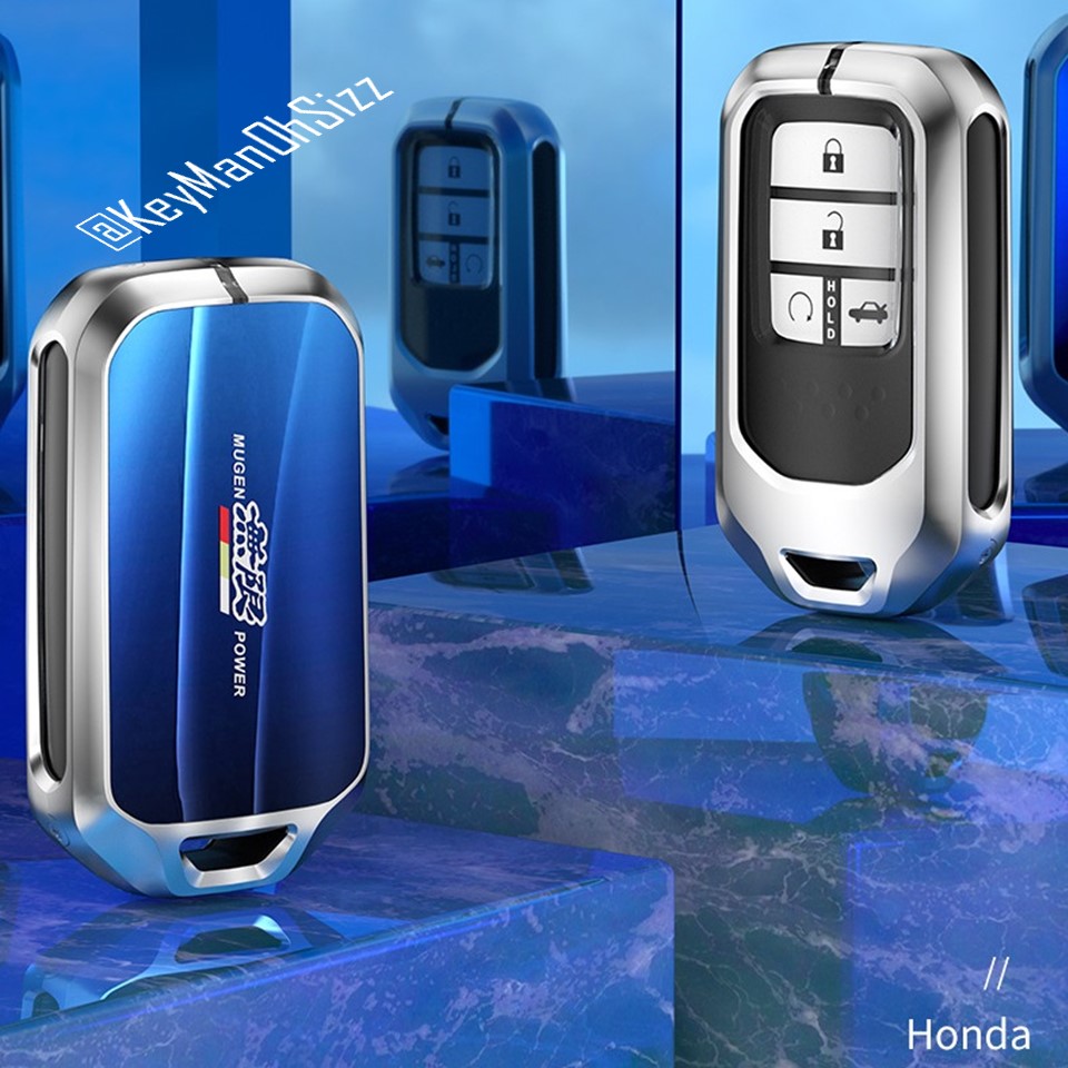 เคสโลหะอัลลอยรีโมทรถ Honda Smart Key 2021 New Design Hard Case Premium Grade สวย เรียบหรู มีสไตล์ Alloy/Transparent TPU Front Transparent push button Guard / 3D Mirror ABS Back Cover Model Honda Accord, CRV, HRV, Civic, City Smart Key 10 Generation Smart