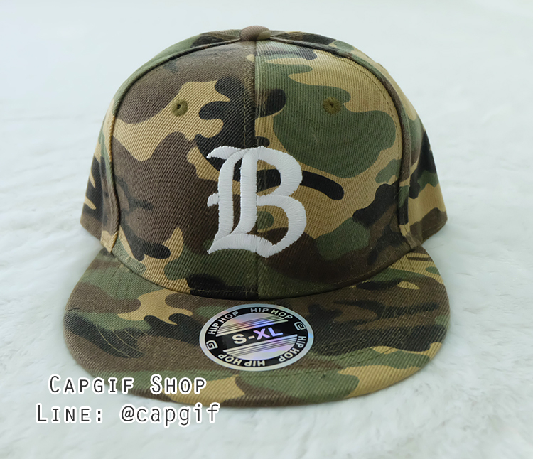 หมวกฮิปฮอปลายพรางปักชื่อ