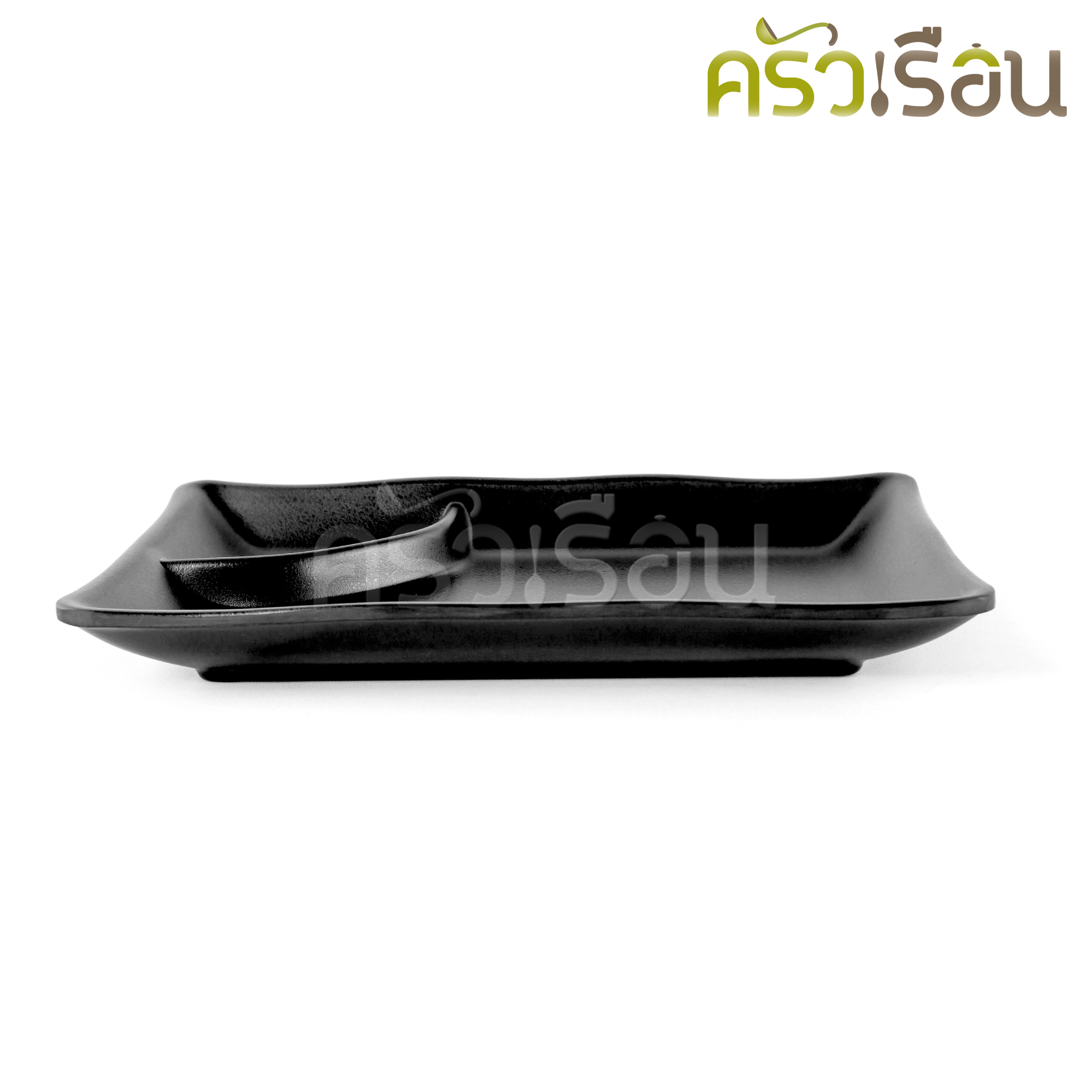 SUMO จานเหลี่ยม มีช่องน้ำจิ้ม สีดำ 7.5 นิ้ว JP512-7.5 รหัสเทียบ A301 จานทรงญี่ปุ่น จานหลุม จานมีช่อง