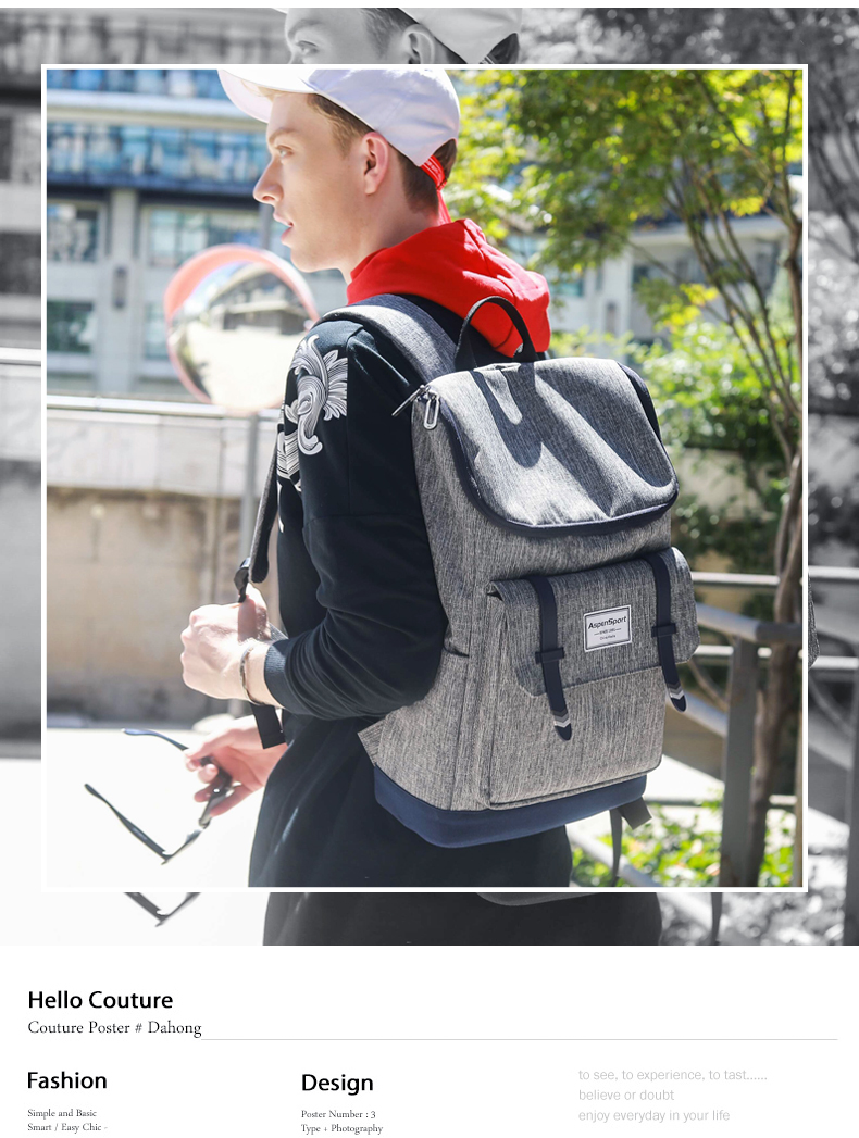 AspenSport Backpack Laptop กระเป๋าสะพายหลัง กระเป๋าโน๊ตบุ๊ค 14-16 นิ้ว กระเป๋าเดินทาง รุ่น AS-B79 ขนาด สีดำ