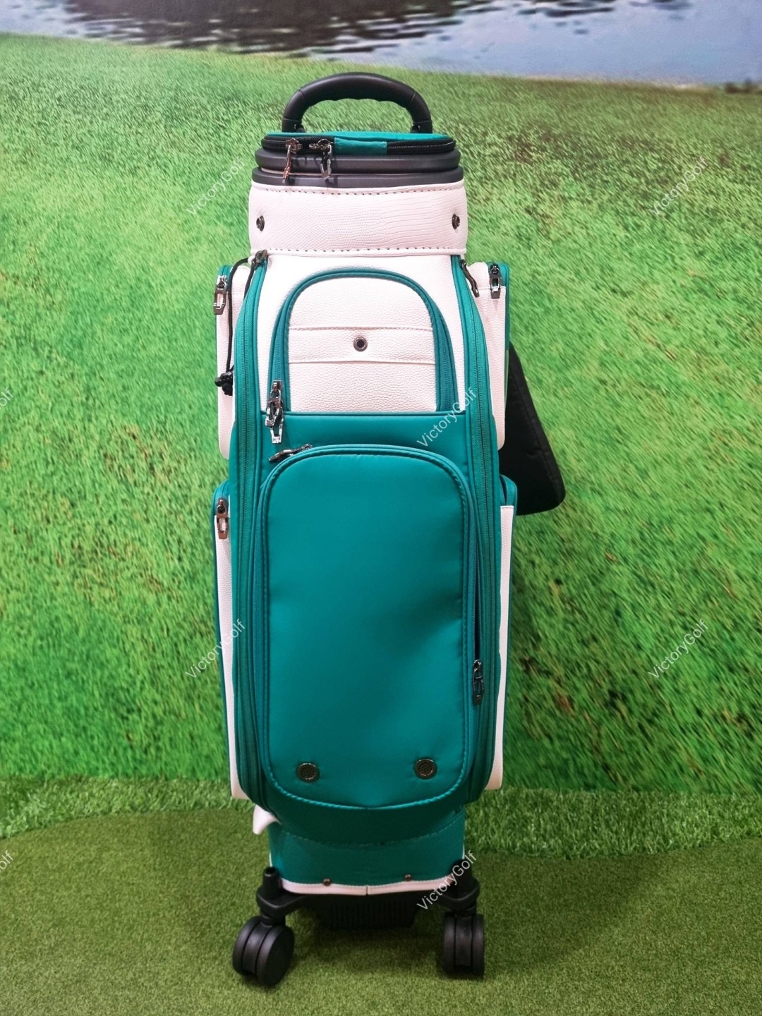 (Genuine) Golf Bag Travel BOYEA One (New version) 4 wheels สีเขียวเข้ม-ขาว *Free Cover Protector