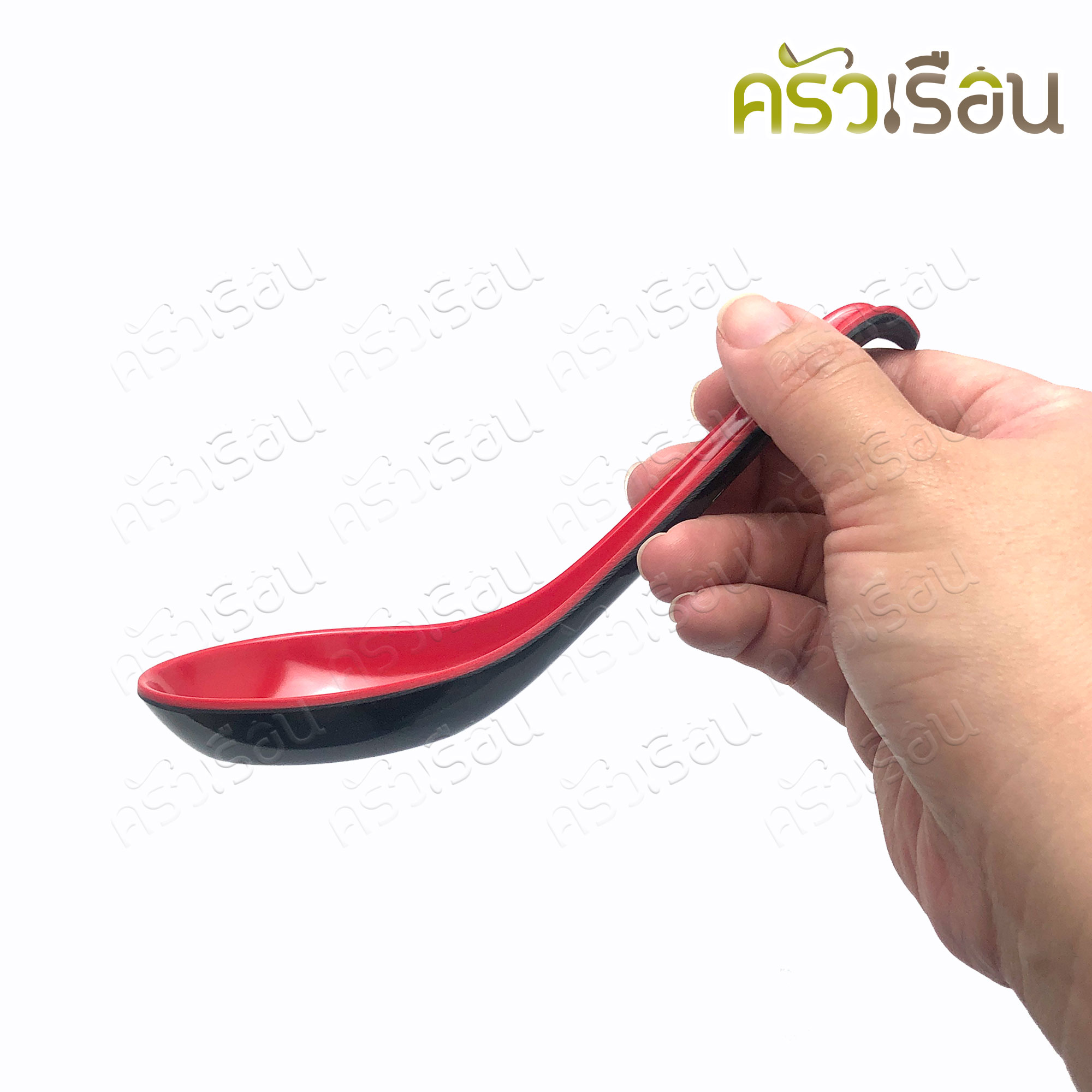 SB [ ราคาต่อชิ้น ] จาน ชาม ช้อนปลายงอ เมลามีน สีดำแดง