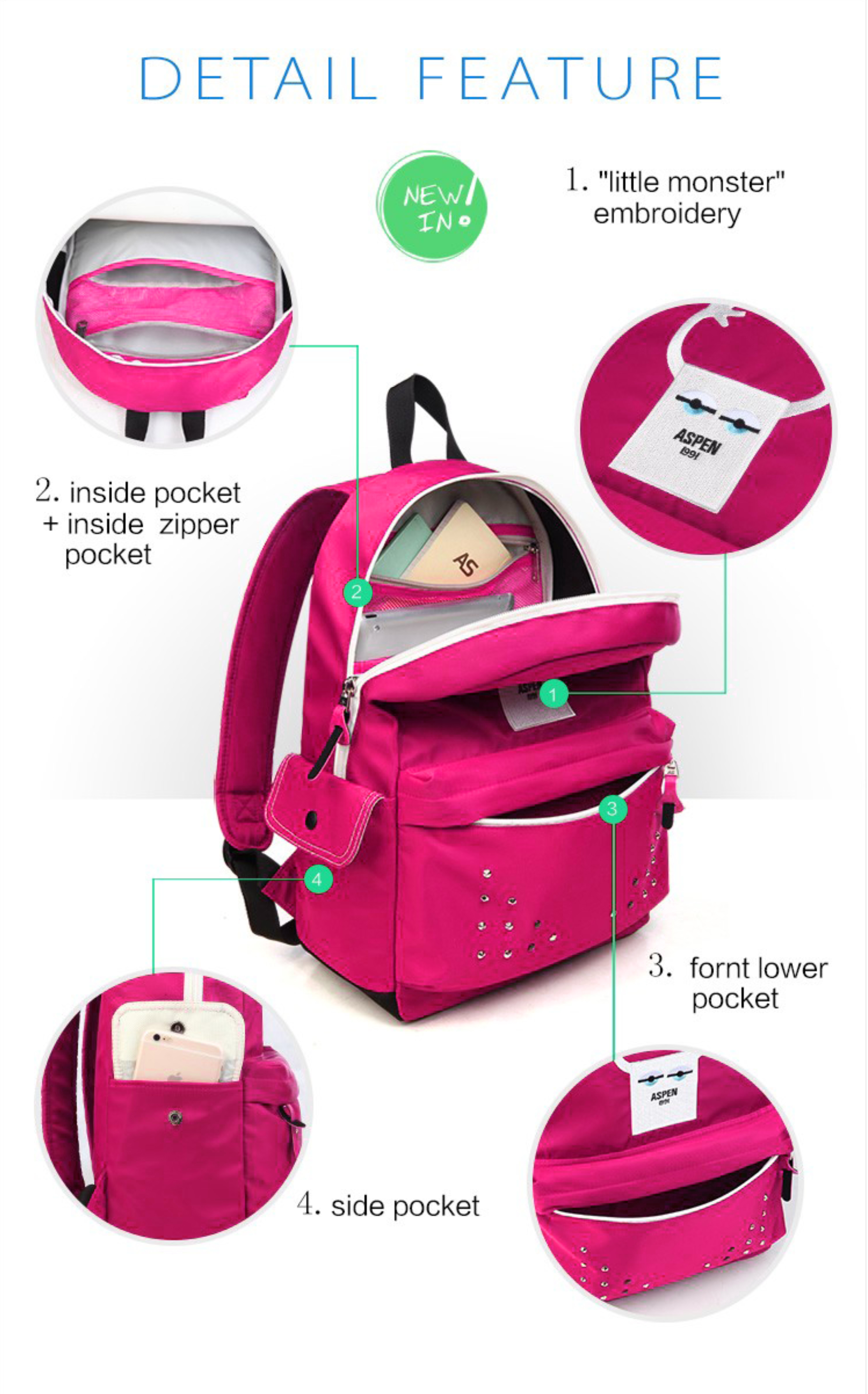 กระเป๋าเป้สะพายหลังผู้หญิง รุ่น AS-B32-Pink