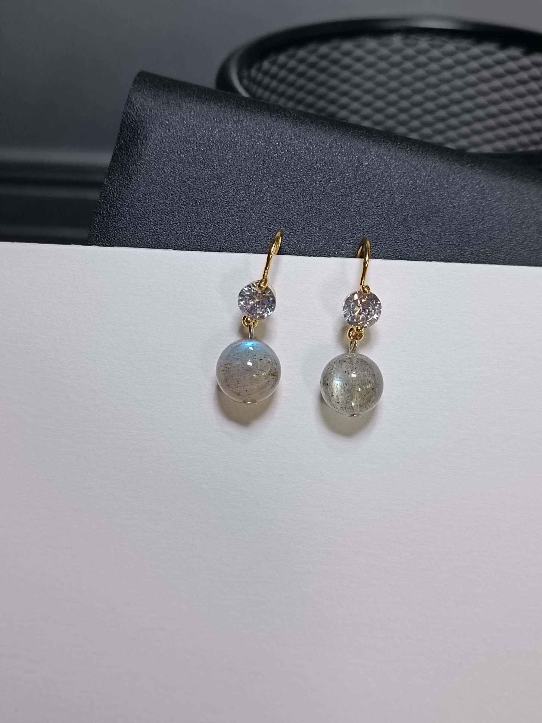 ต่างหู "14K" หินแท้ลาบาโดไลท์ Labradorite Earrings (Magical & Mystery)