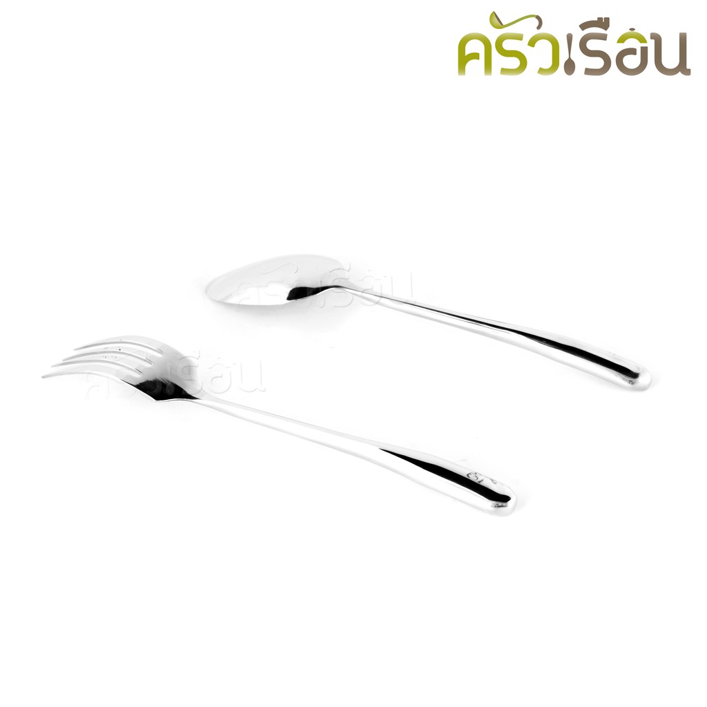 DOUBLE APPLES ช้อนส้อม สเตนเลส ลายดุสิต ขนาด 19 ซม. 1 คู่ ตราแอปเปิ้ลคู่