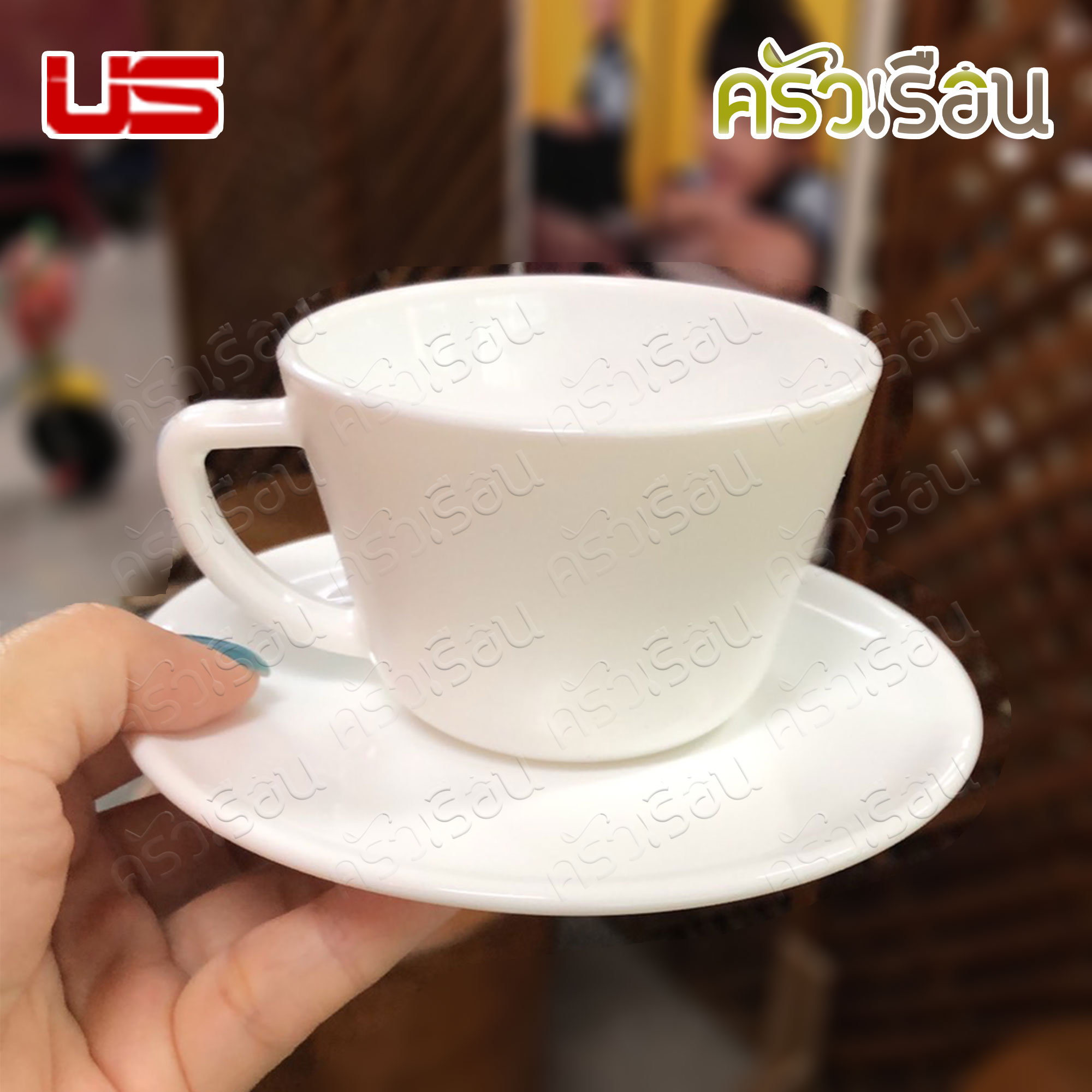 US ชุุดกาแฟ แก้วโอปอล พร้อมจานรอง PC-60 ขนาดแก้ว 170 ml. / 5.6 ออนซ์ Ø 8.5 x 5.8 cm.