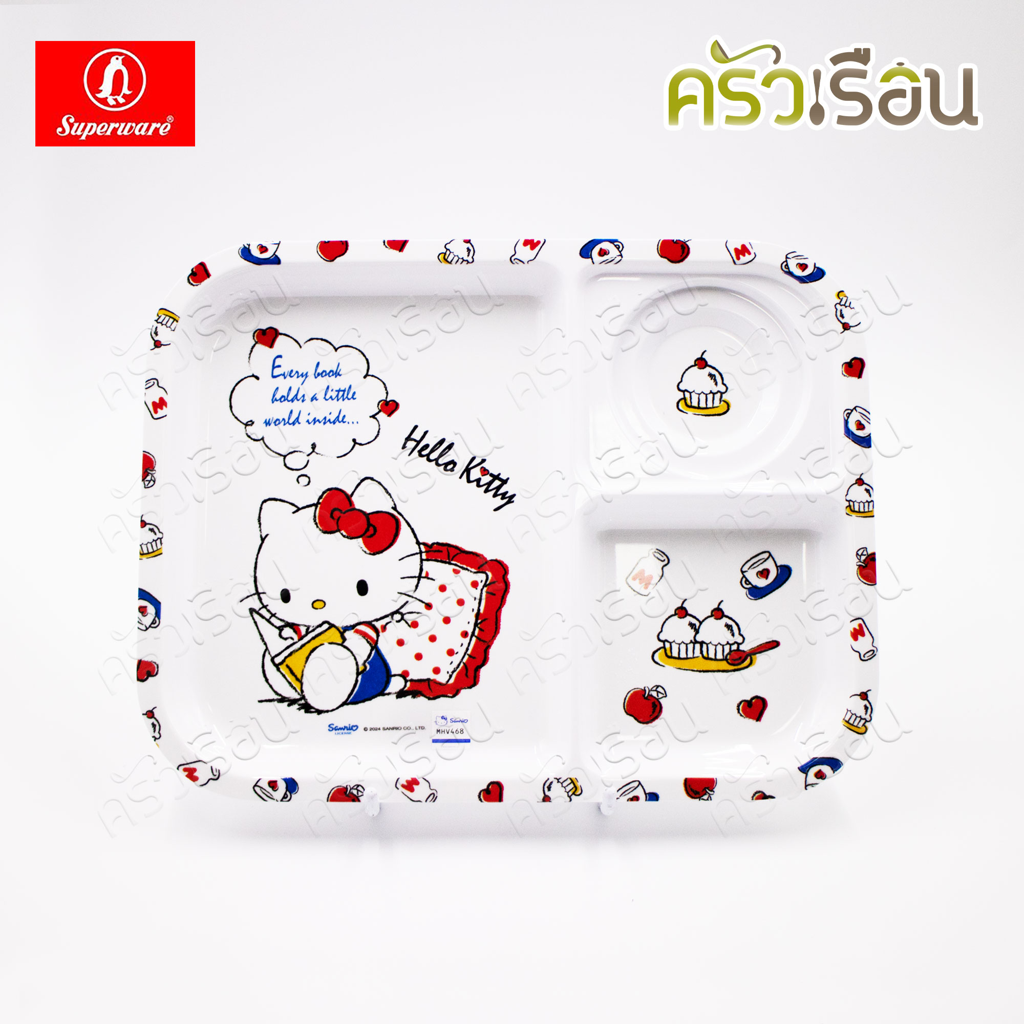 Superware ลาย คิตตี้ ฟรีบ็อกซ์ [ ราคาต่อชิ้น ] จาน หรือ ชาม หรือ ช้อนส้อม หรือ แก้วน้ำ เมลามีน Kitty Free Box