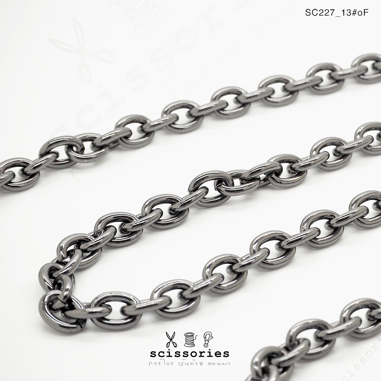 โซ่กระเป๋า ยาวเส้นละ 120 cmสีดำเมทาลิค เนื้อดีมีน้ำหนัก โซ่นี้ไม่มีตัวเกี่ยว