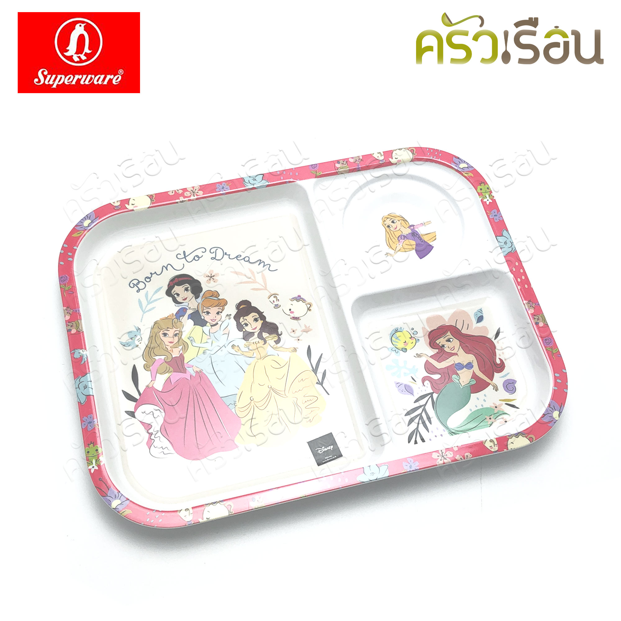 Superware ลาย Heart of Princess เจ้าหญิง Disney [ ราคาต่อชิ้น ] จาน หรือ ชาม หรือ ช้อนส้อม หรือ แก้วน้ำ เมลามีน