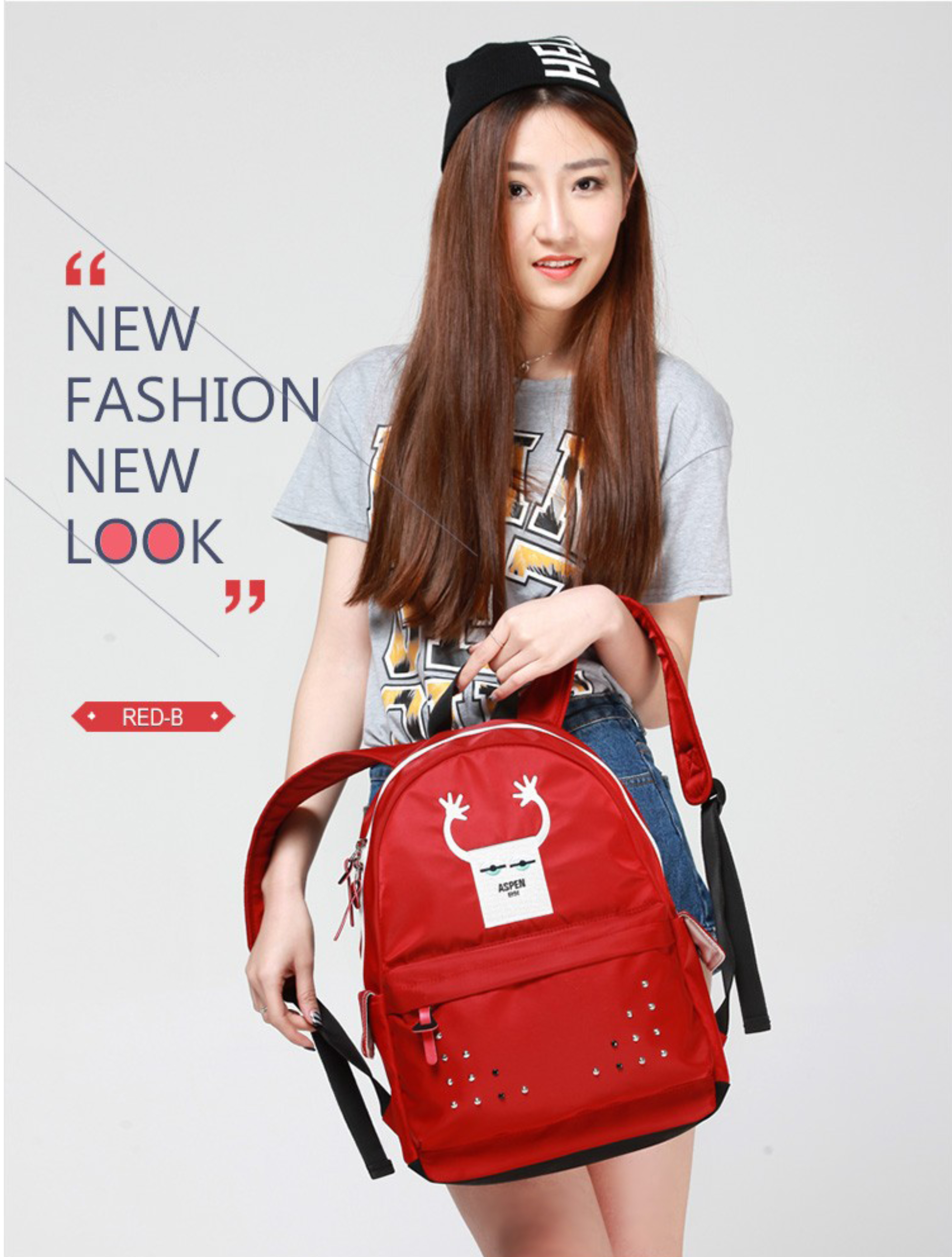 กระเป๋าเป้สะพายหลังผู้หญิง รุ่น AS-B32-Red