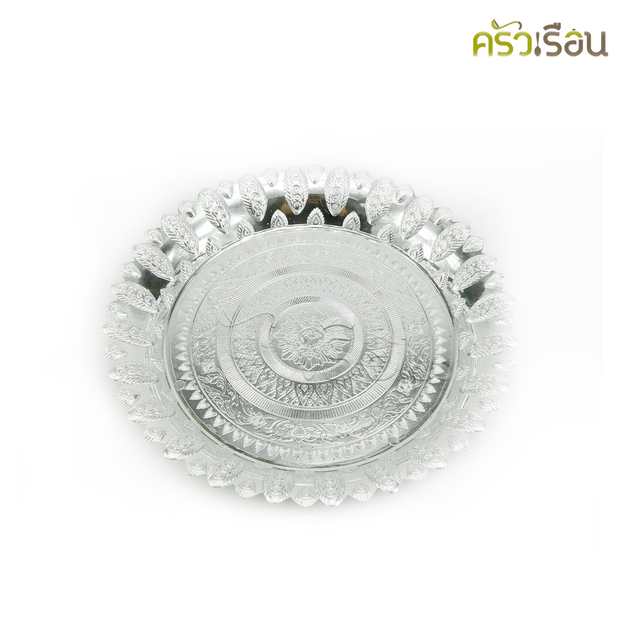 ลายไทย ถาดนกยูง พลาสติก สีเงิน ถาดพลาสติก ถาดลายไทย