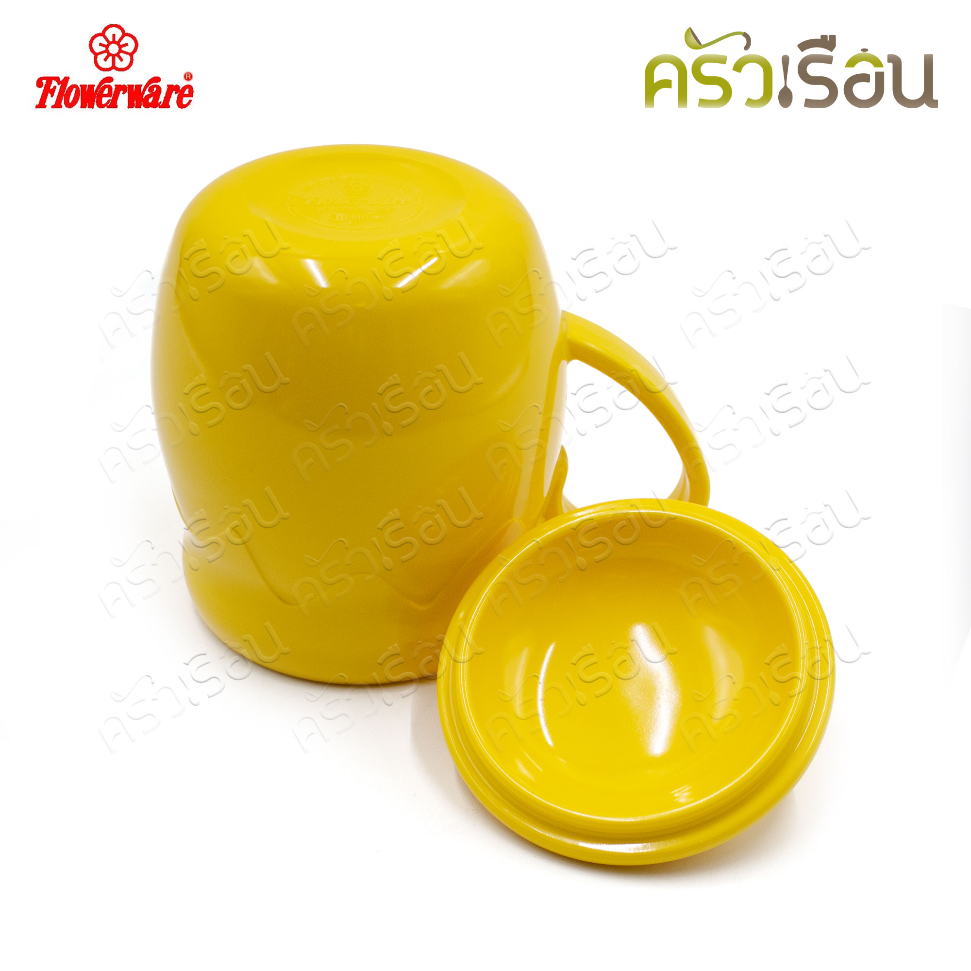 Flowerware ชุดโถน้ำผึ้งพร้อมฝา 3.5 นิ้ว EOS YELLOW CL6289-3.5 ถ้วยน้ำ เมลามีน เนื้อหนา ทนความร้อน