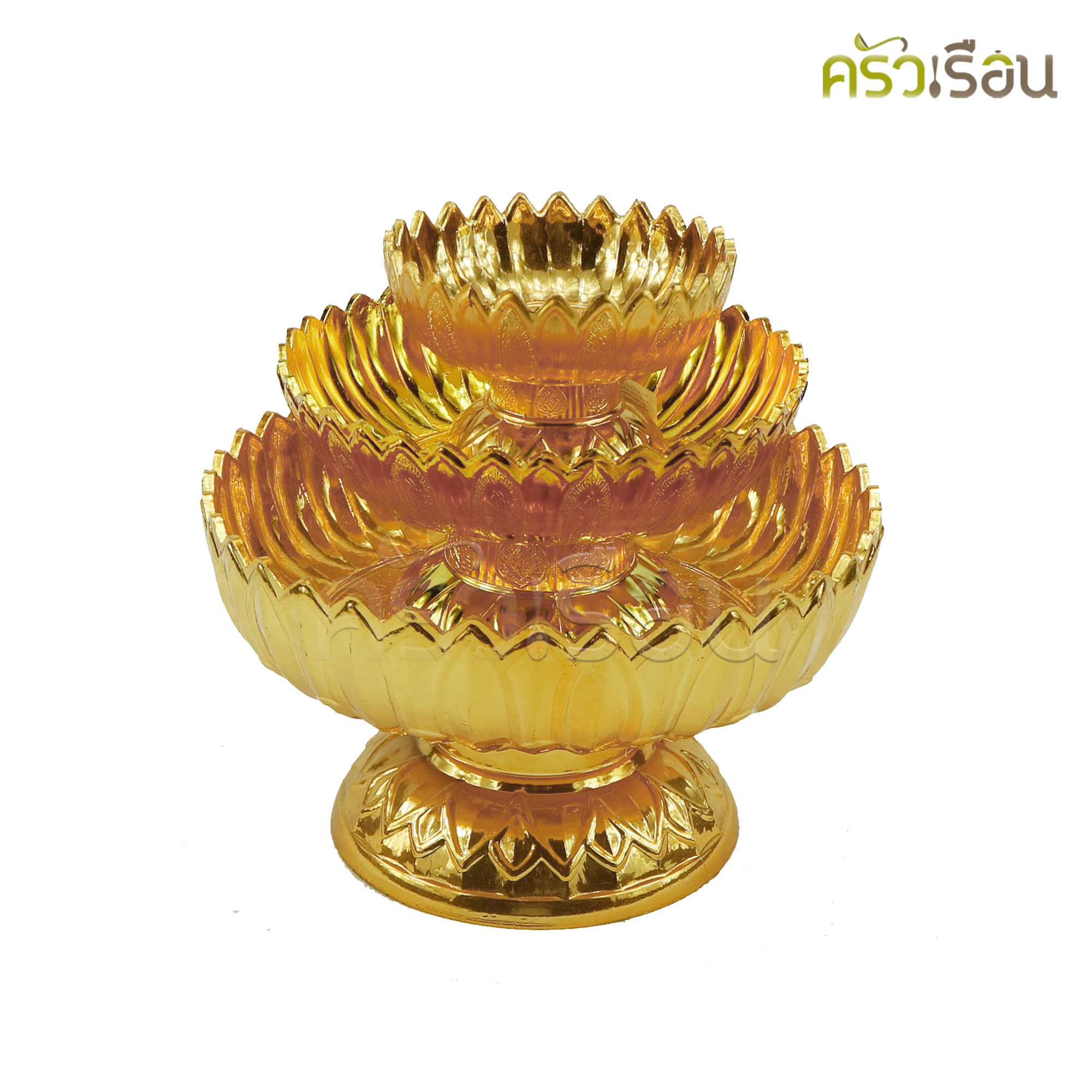 ลายไทย พานบัวหลวง พลาสติก สีทอง