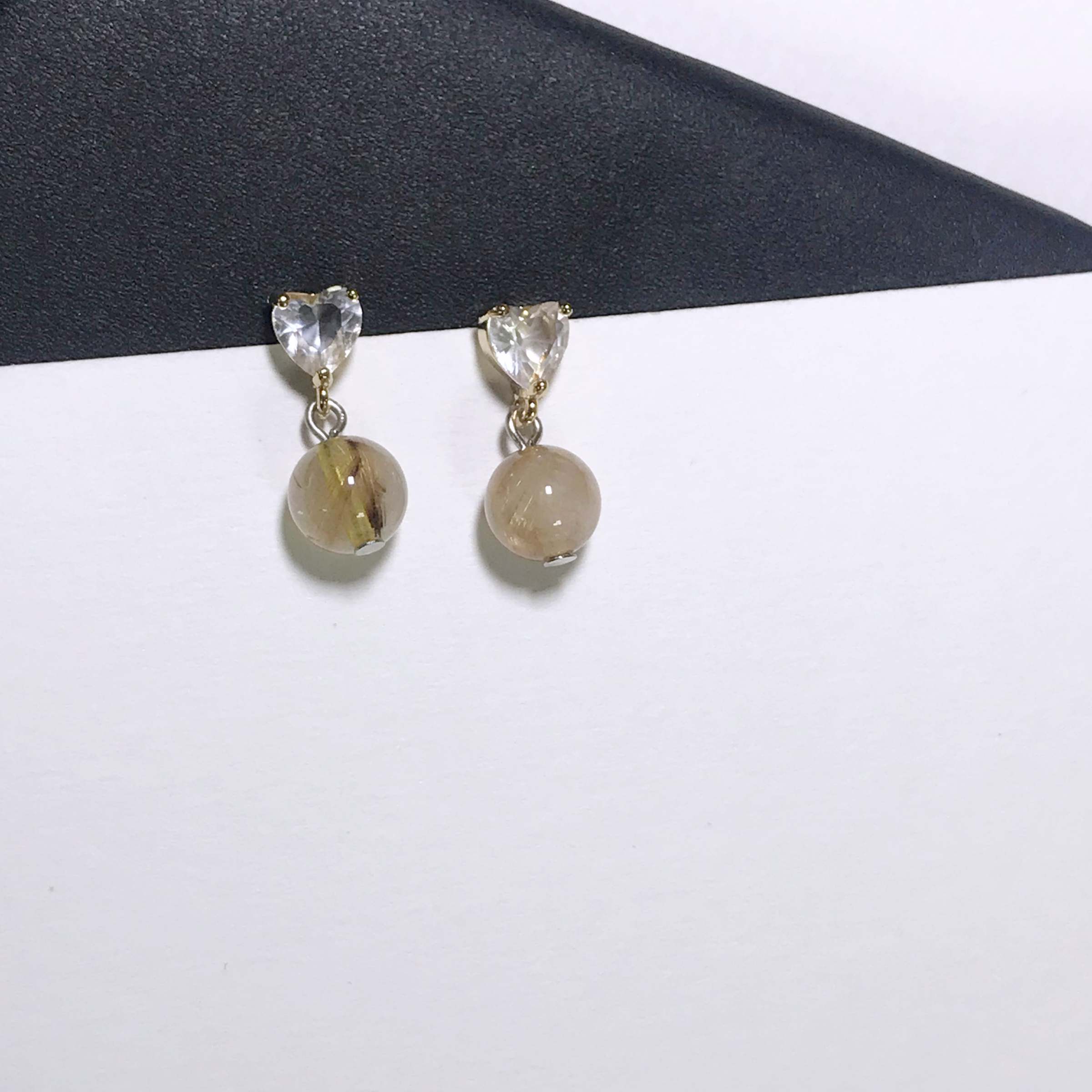 ต่างหูหินแท้"14K" ไหมทอง Golden Rutilated Earring (ความมั่งคั่ง)
