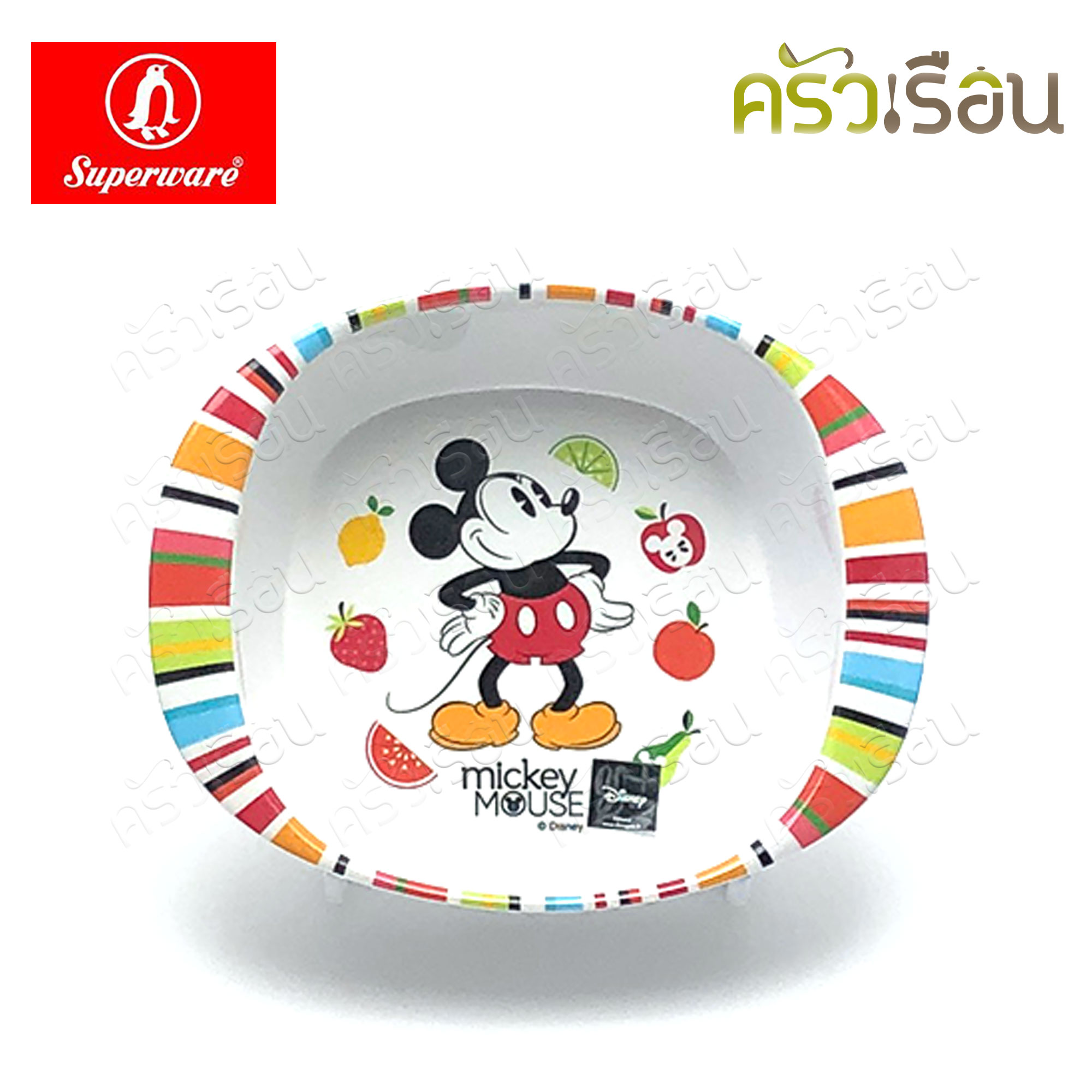 Superware ลาย Mickey Summer Fun มิกกี้ ซัมเมอร์ฟัน [ ราคาต่อชิ้น ] จาน หรือ ชาม หรือ ช้อนส้อม หรือ แก้วน้ำ เมลามีน