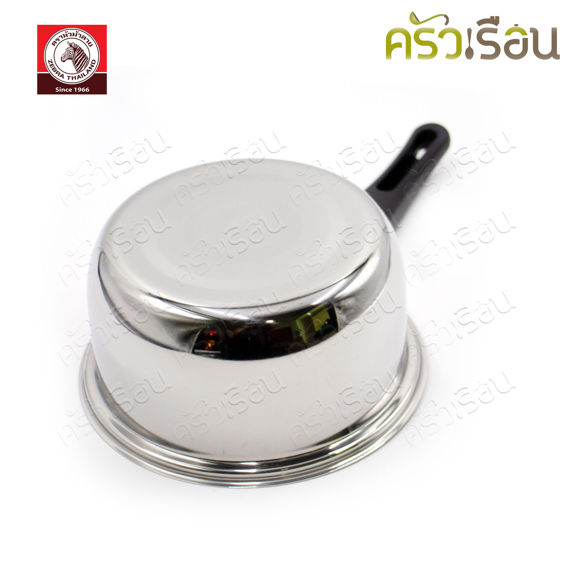 ZEBRA ชุดเครื่องครัว 6 ชิ้น ตราหัวม้าลาย 185443 หม้อหุงต้ม + ชั้นนึ่ง 22 ซม., หม้อด้าม 16 ซม. + ทัพพี 1 อัน