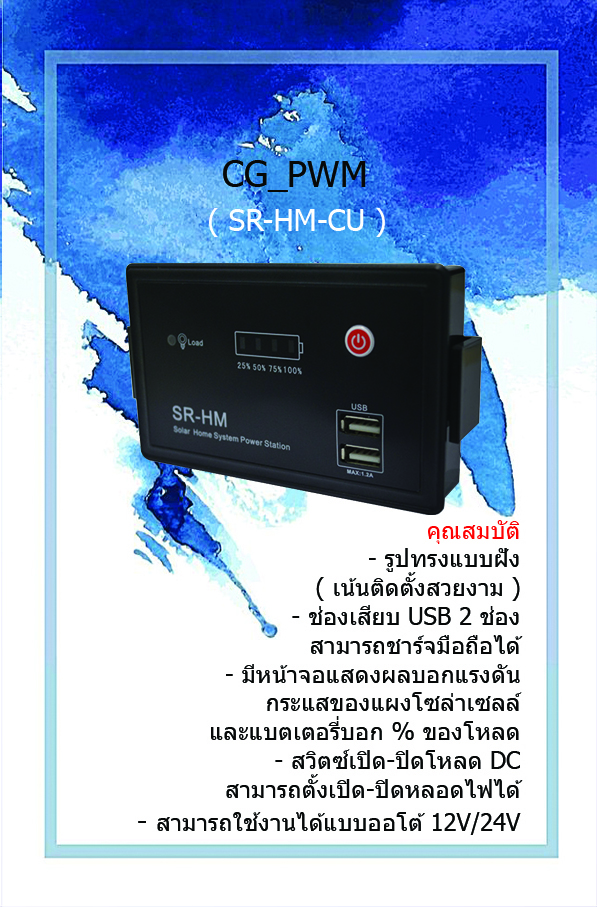 ตัวควบคุมการชาร์จแบตเตอรี่ แบบ PWM ขนาด 20A 12/24V SR-HM-EU